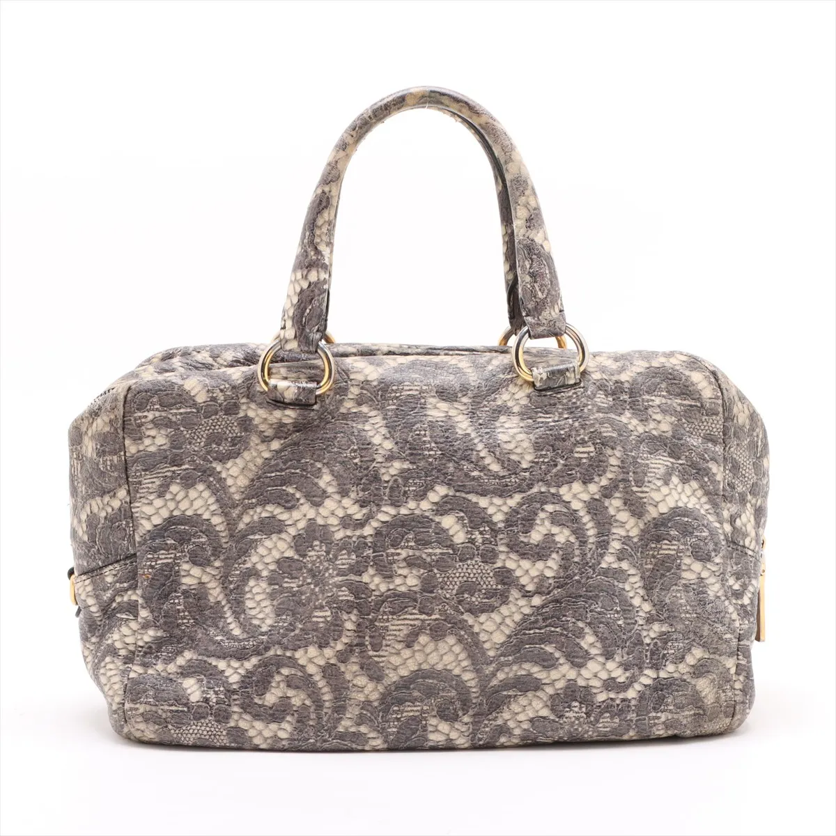 leather handbag gray x beige — view 2