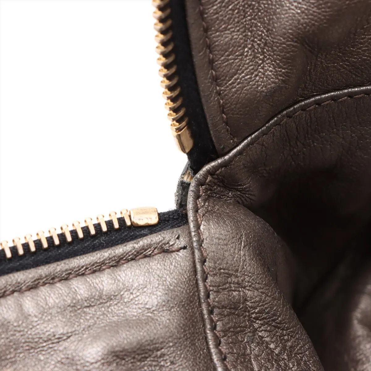 leather handbag gray x beige — view 12