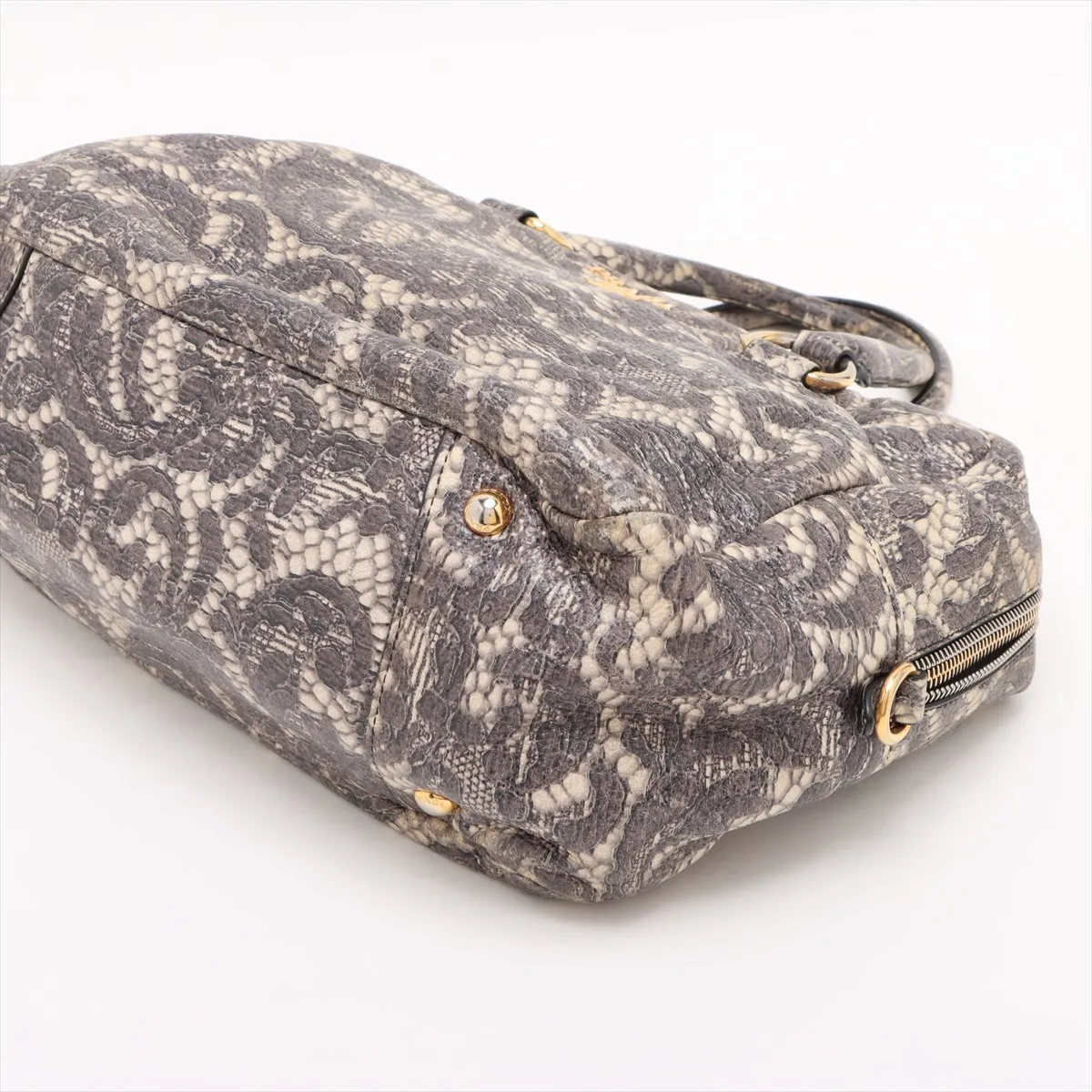 leather handbag gray x beige — view 3