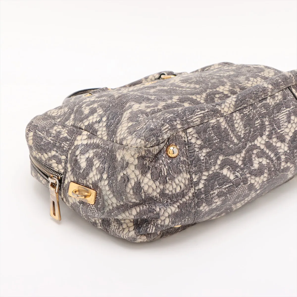 leather handbag gray x beige — view 4