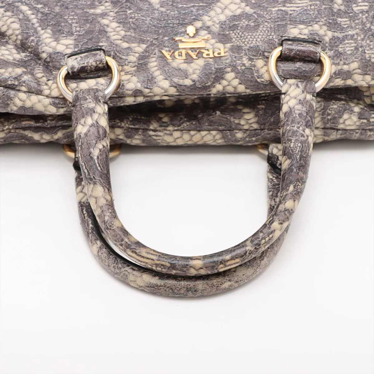leather handbag gray x beige — view 5