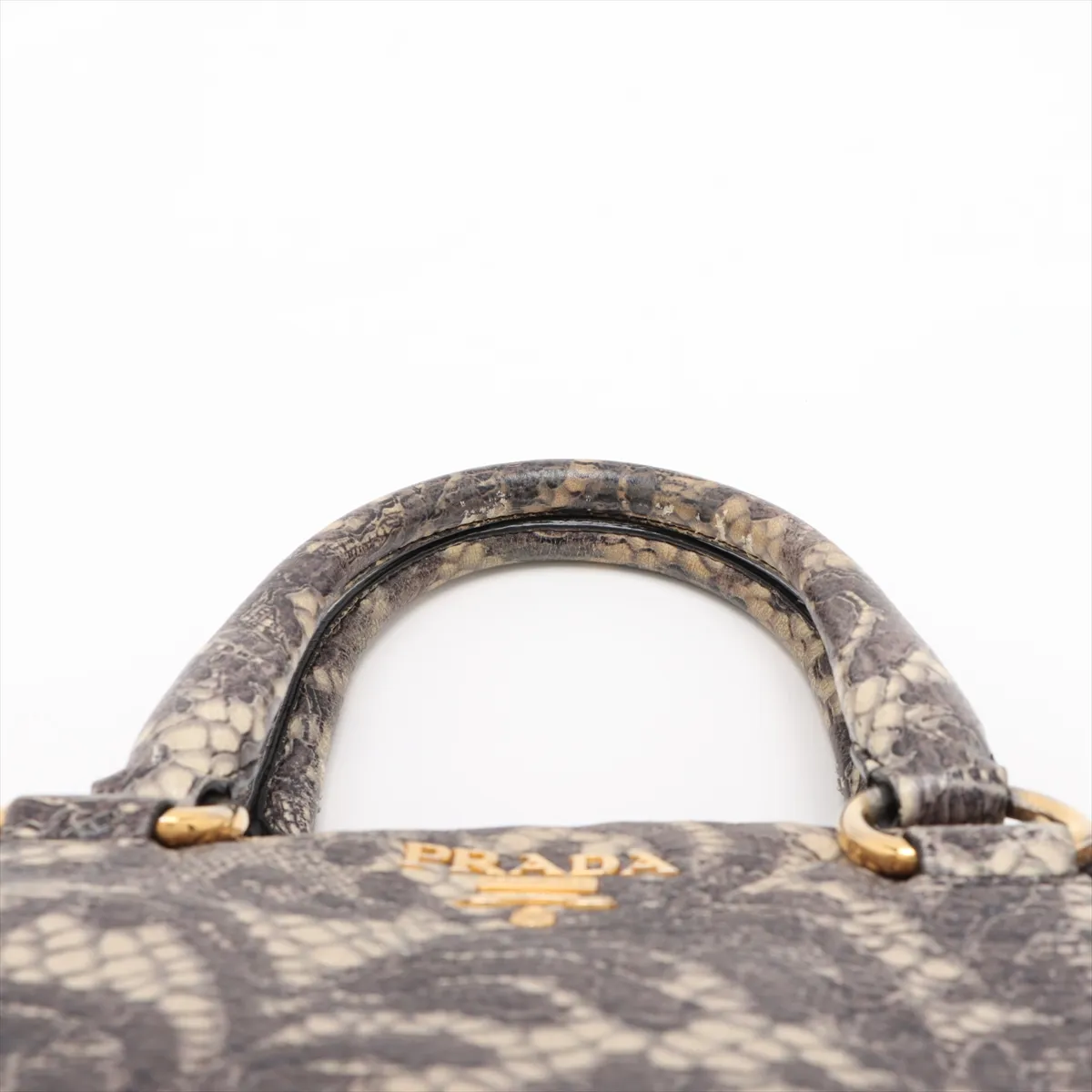 leather handbag gray x beige — view 6