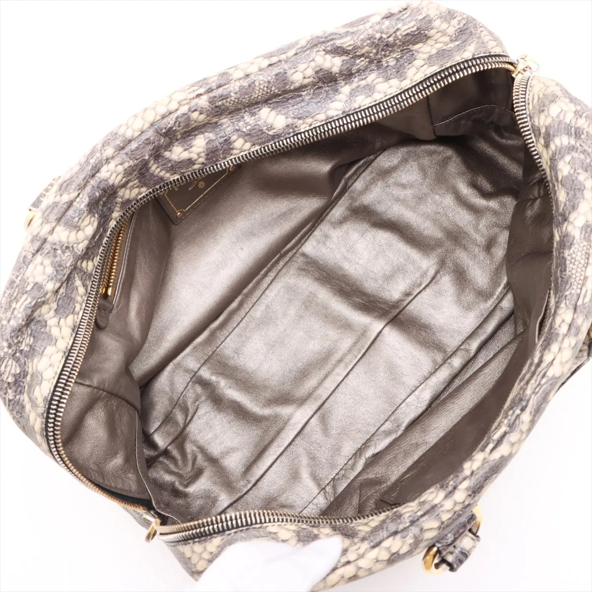 leather handbag gray x beige — view 7