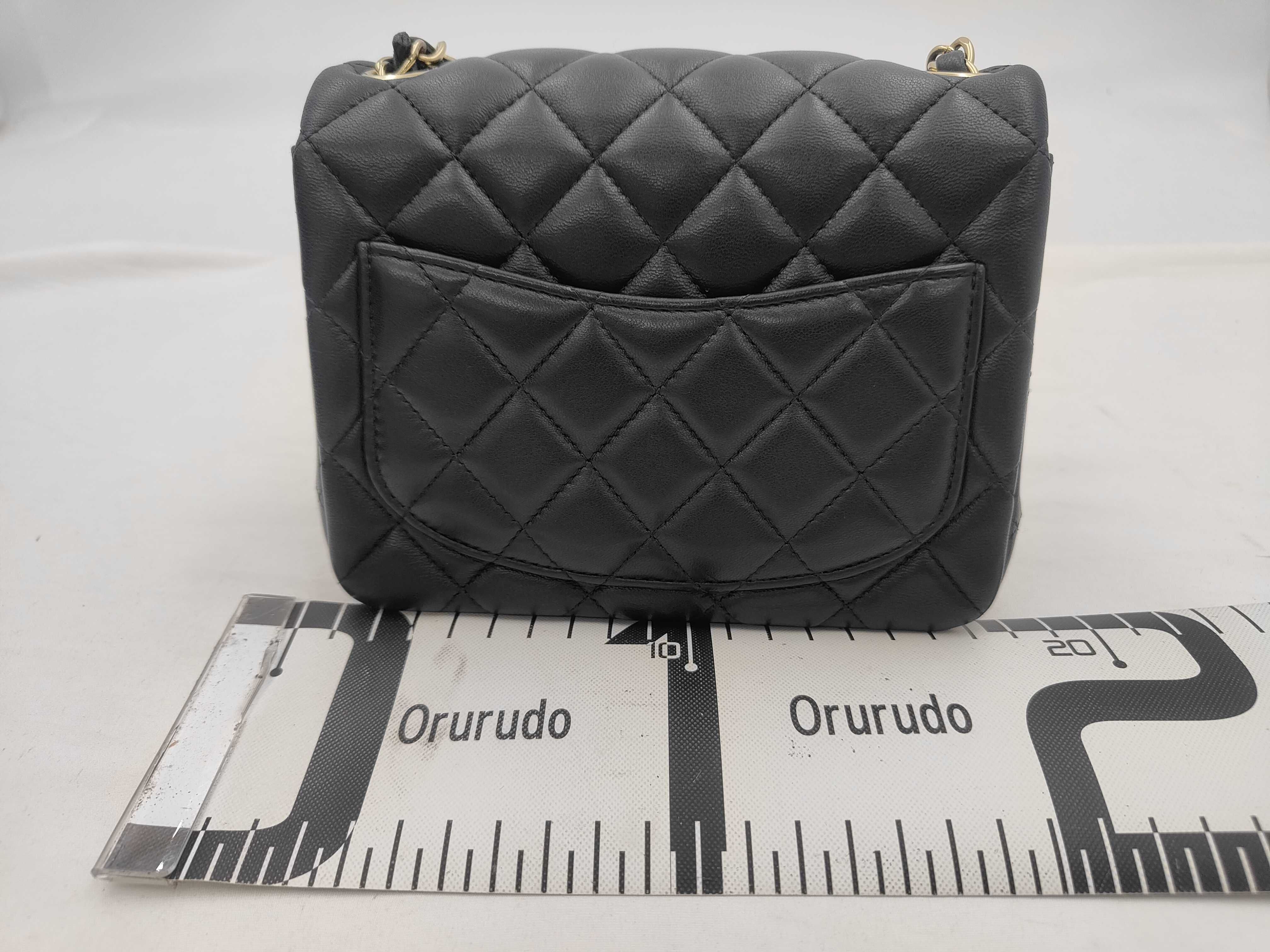 Lambskin Square Fatboy Black Chain Shoulder Bag with IC Plate — view 2