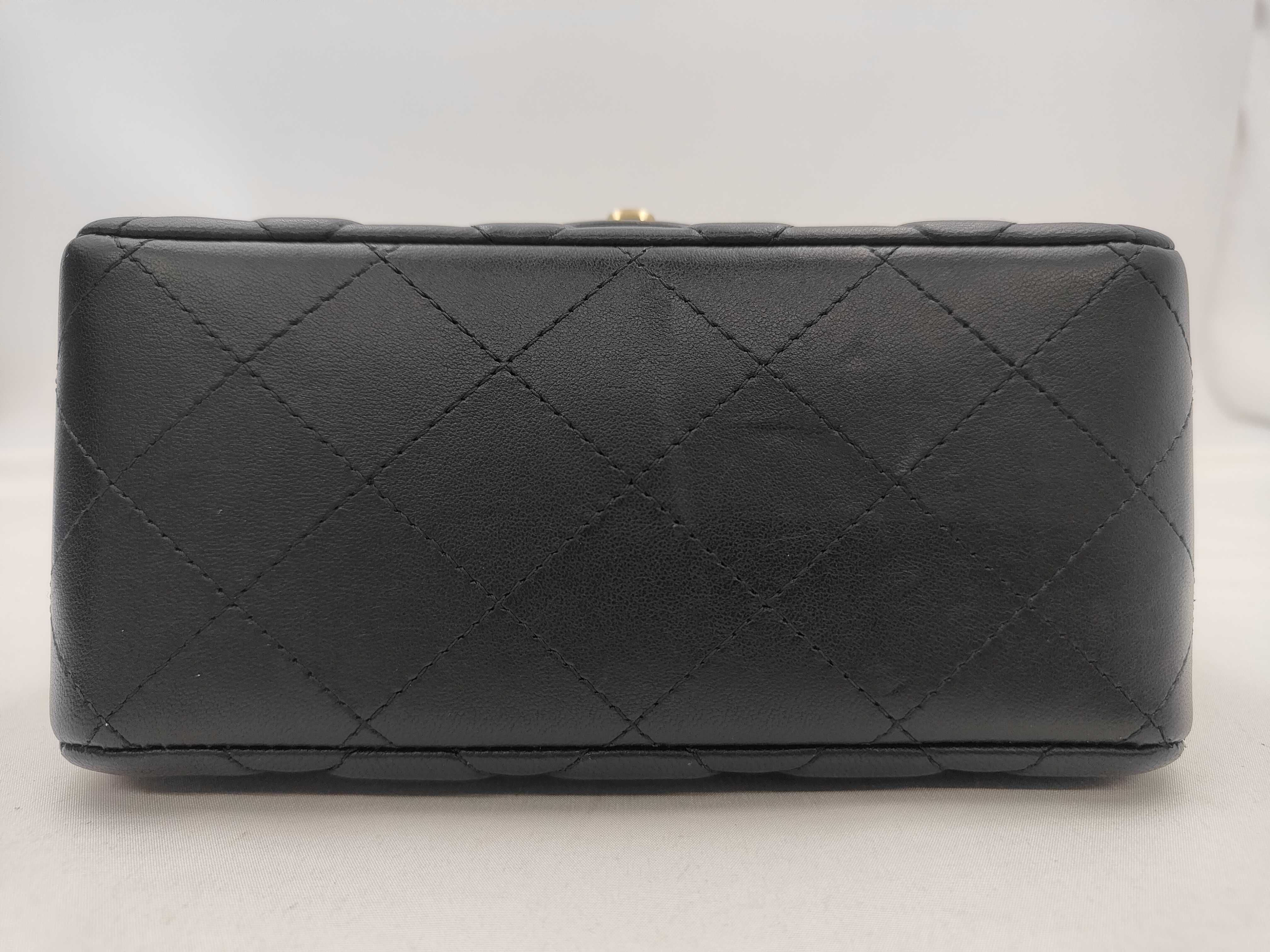 Lambskin Square Fatboy Black Chain Shoulder Bag with IC Plate — view 7