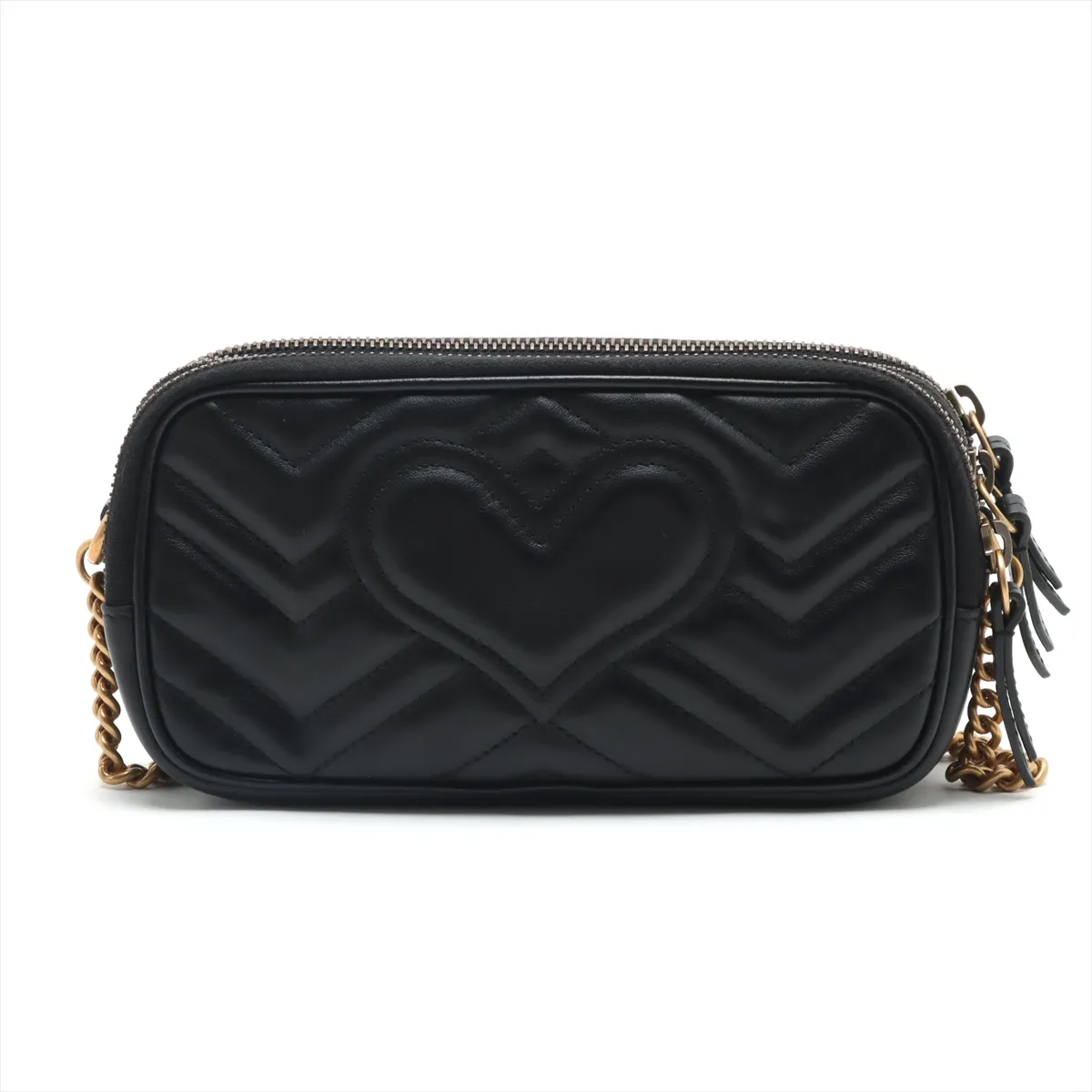 GG Marmont Leather Chain Shoulder Bag Black 546581 — view 2