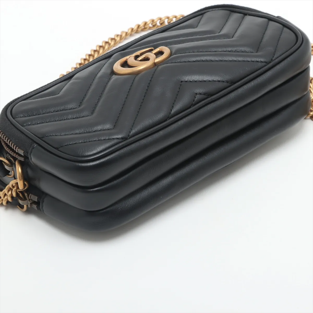GG Marmont Leather Chain Shoulder Bag Black 546581 — view 4
