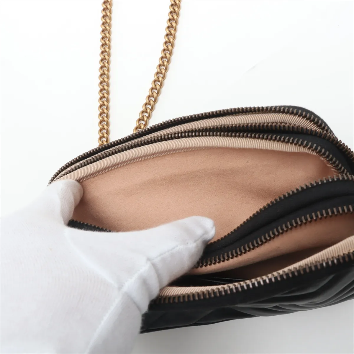 GG Marmont Leather Chain Shoulder Bag Black 546581 — view 10