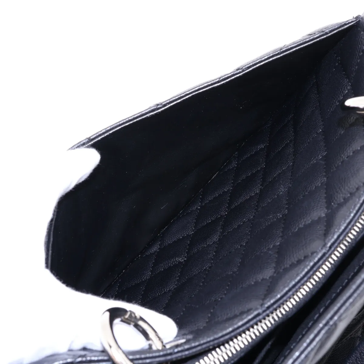 GST Caviar Skin Chain Tote Bag, Black with Silver Hardware, 11604075, Serial Number 11 — view 12