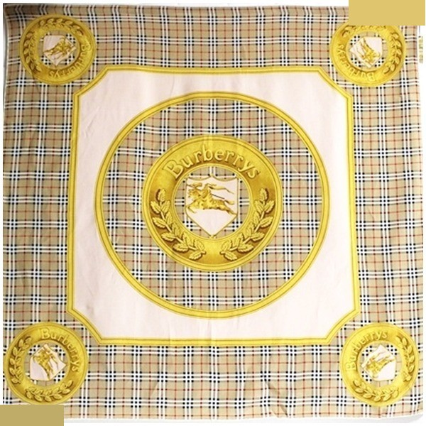 unused silk scarf, check pattern, pink x beige