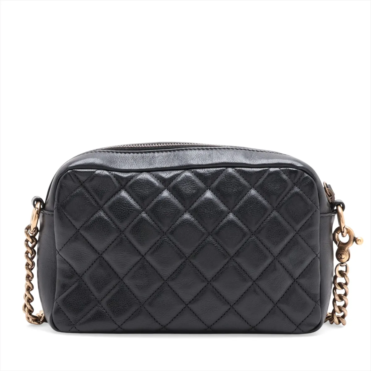 Matelassé Lambskin Chain Shoulder Bag, Black with Gold Hardware, Item Number 17333497 (Serial Number 17) — view 2