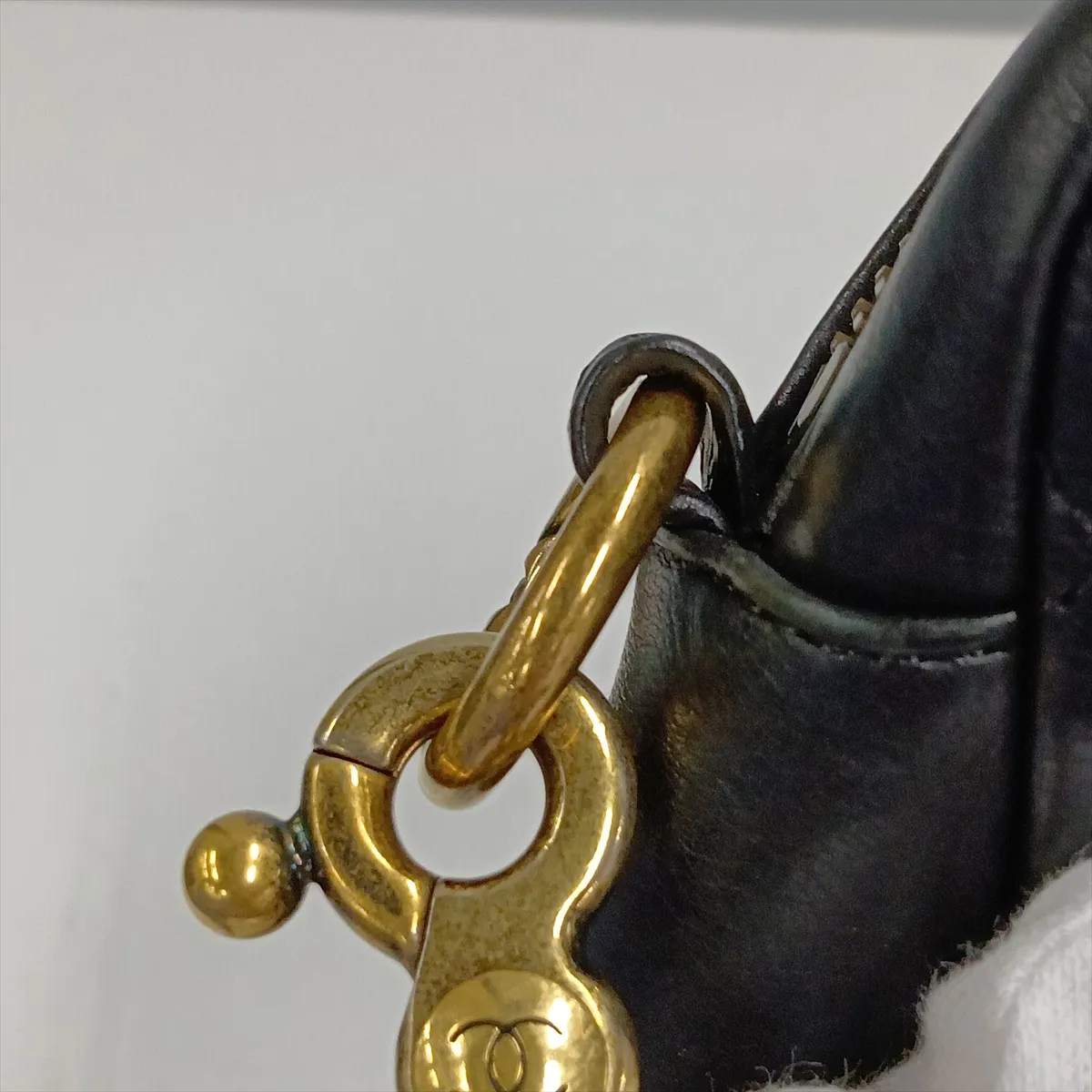 Matelassé Lambskin Chain Shoulder Bag, Black with Gold Hardware, Item Number 17333497 (Serial Number 17) — view 13