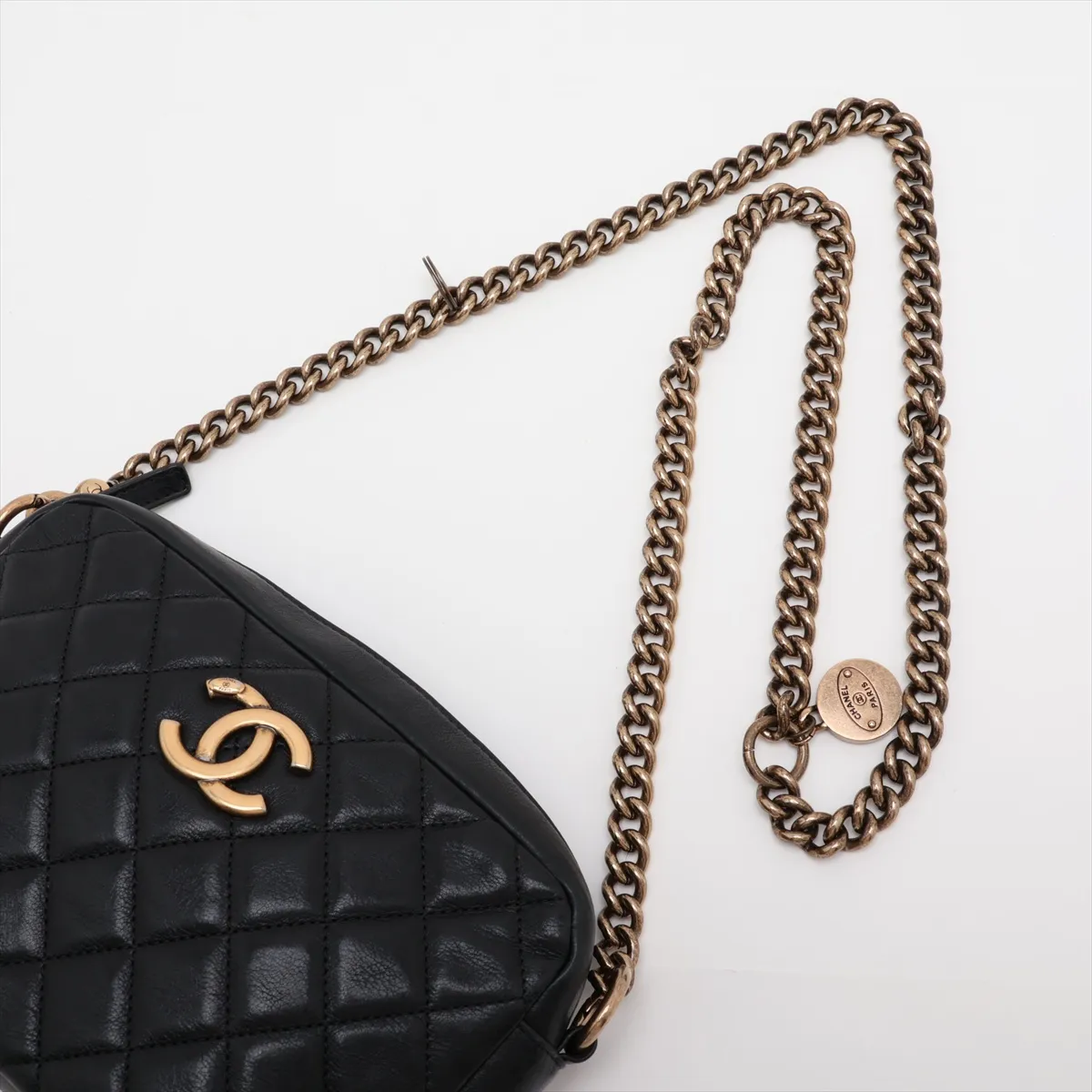 Matelassé Lambskin Chain Shoulder Bag, Black with Gold Hardware, Item Number 17333497 (Serial Number 17) — view 5