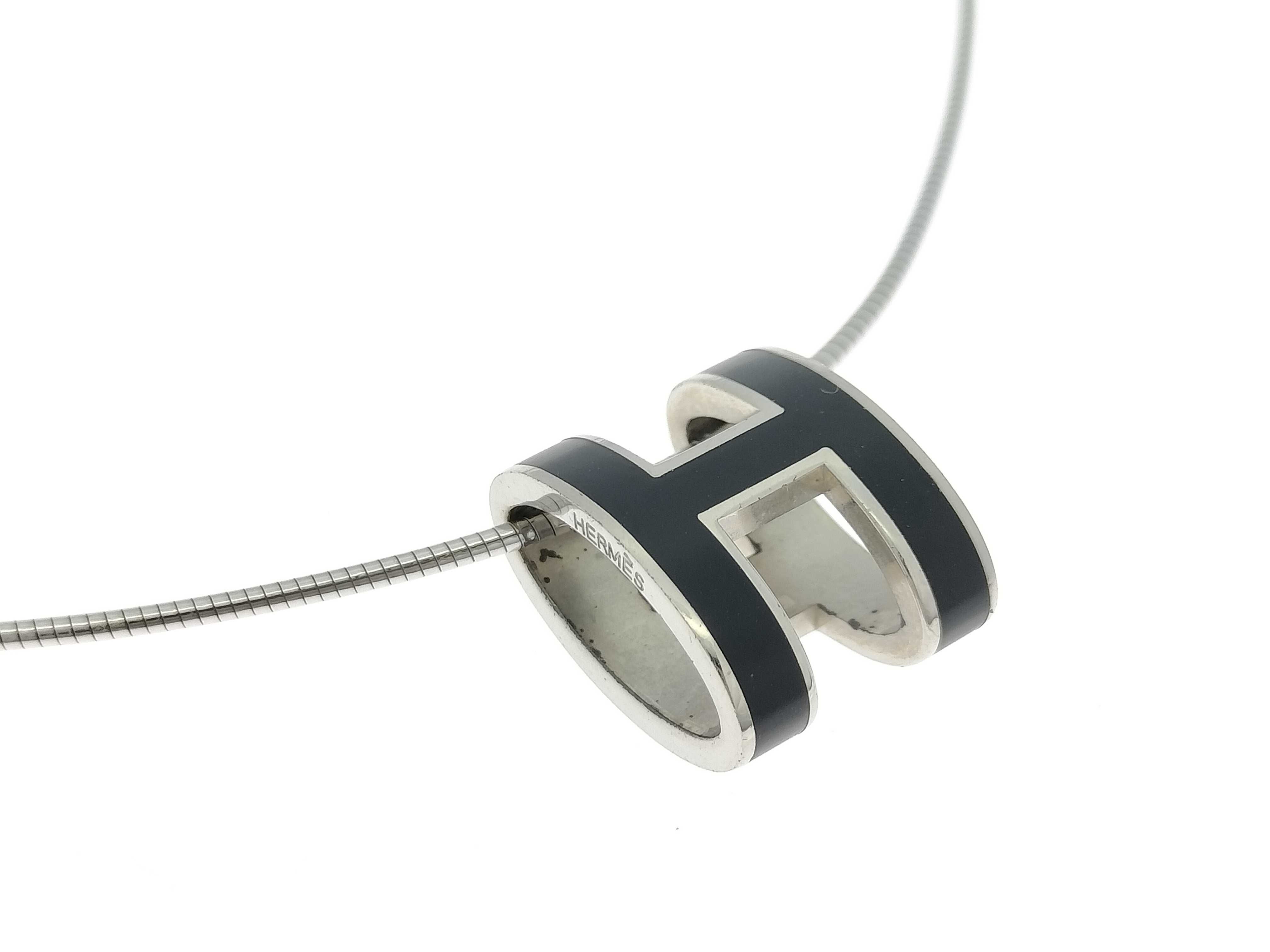Pop Ash Black x Silver Necklace 925 Engraved Necklace — view 3
