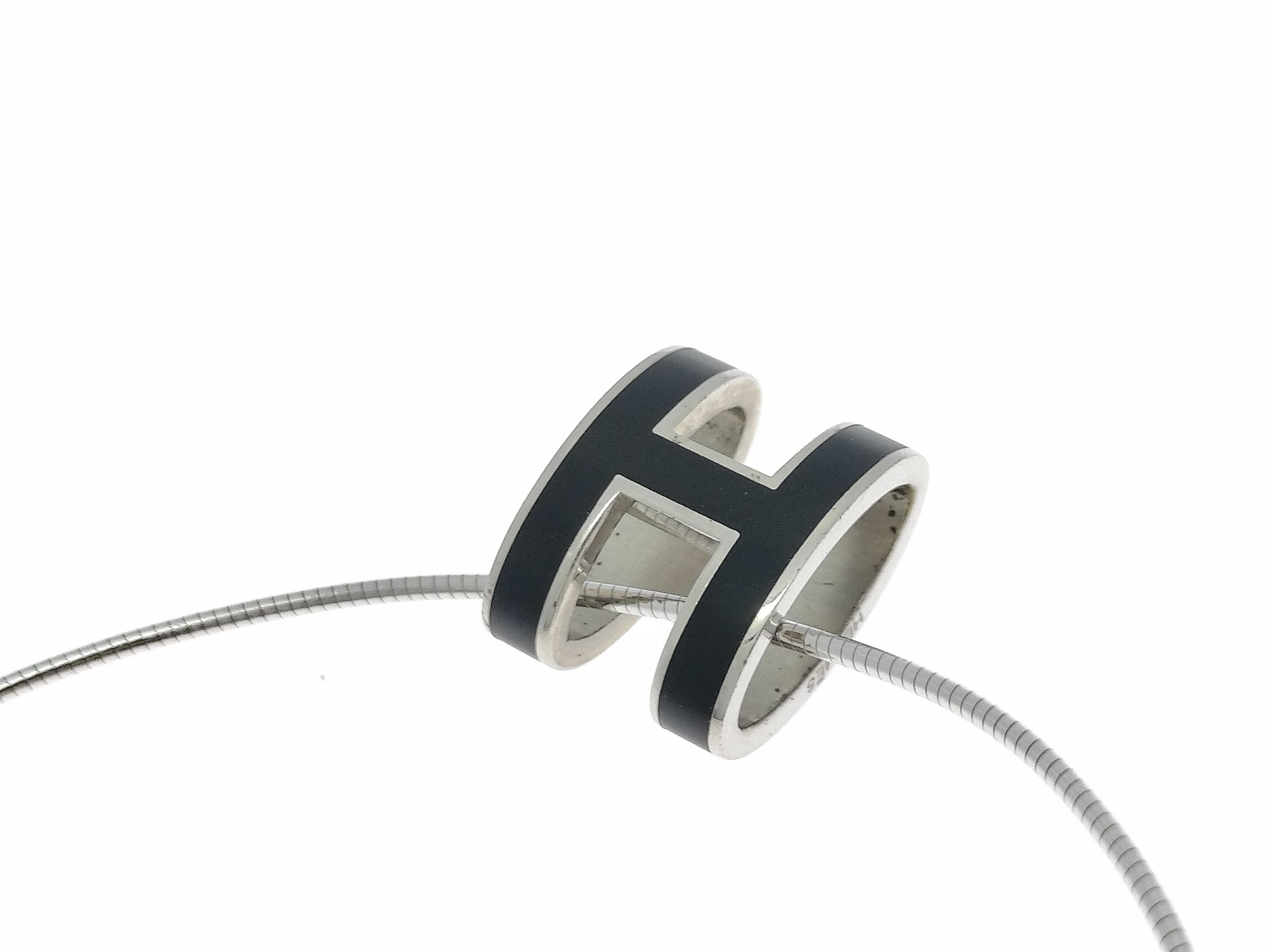 Pop Ash Black x Silver Necklace 925 Engraved Necklace — view 4