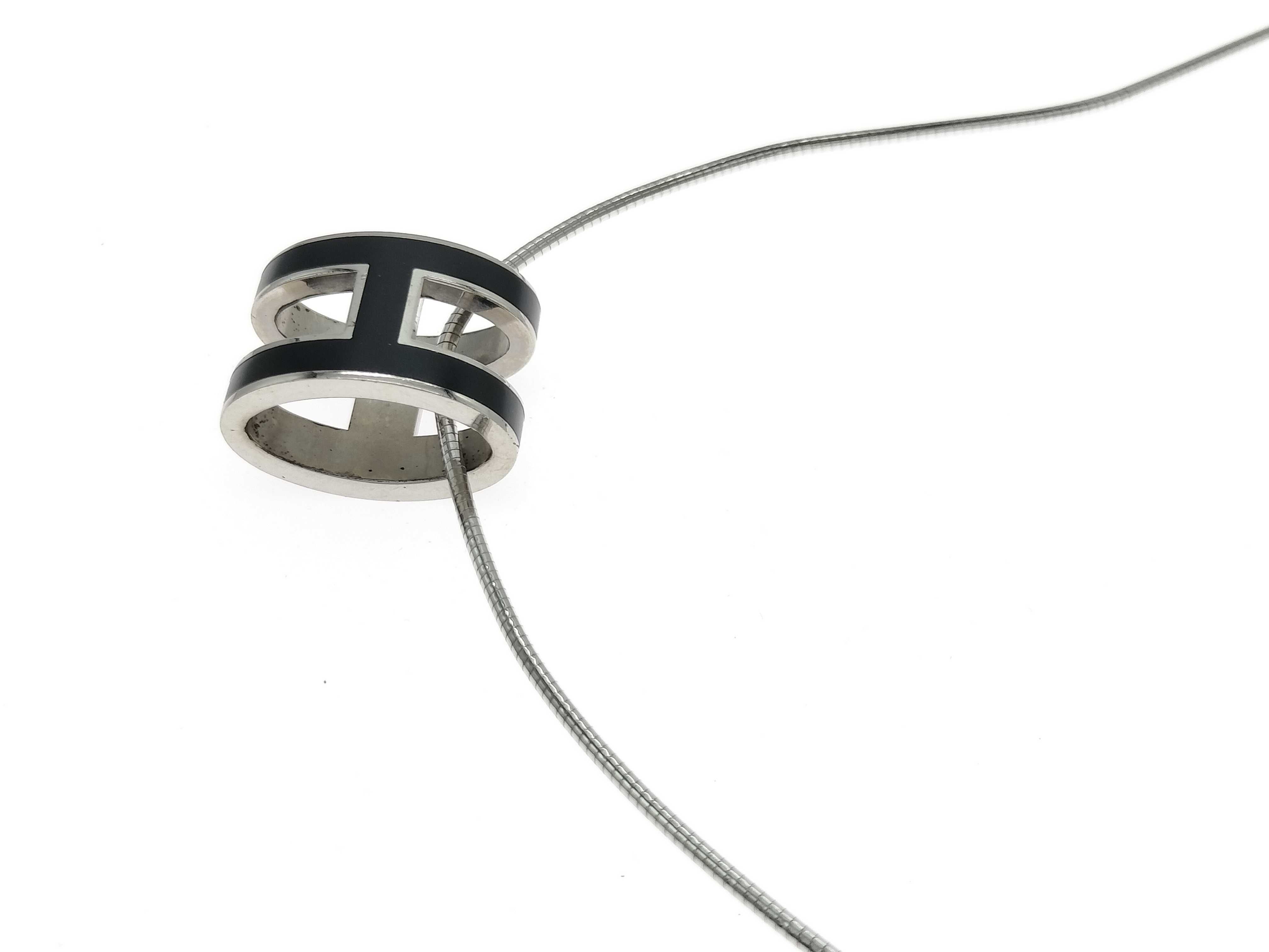 Pop Ash Black x Silver Necklace 925 Engraved Necklace — view 6