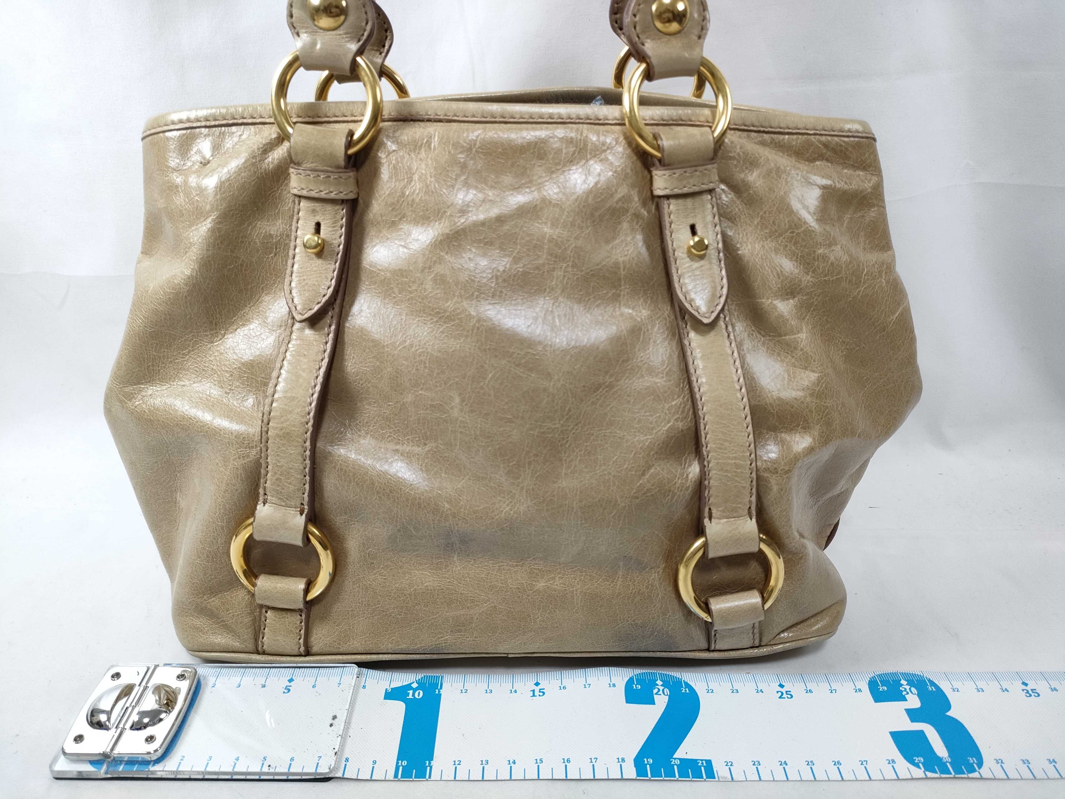 Leather 2-Way Handbag, Beige, RN0685 (Handbag) — view 2