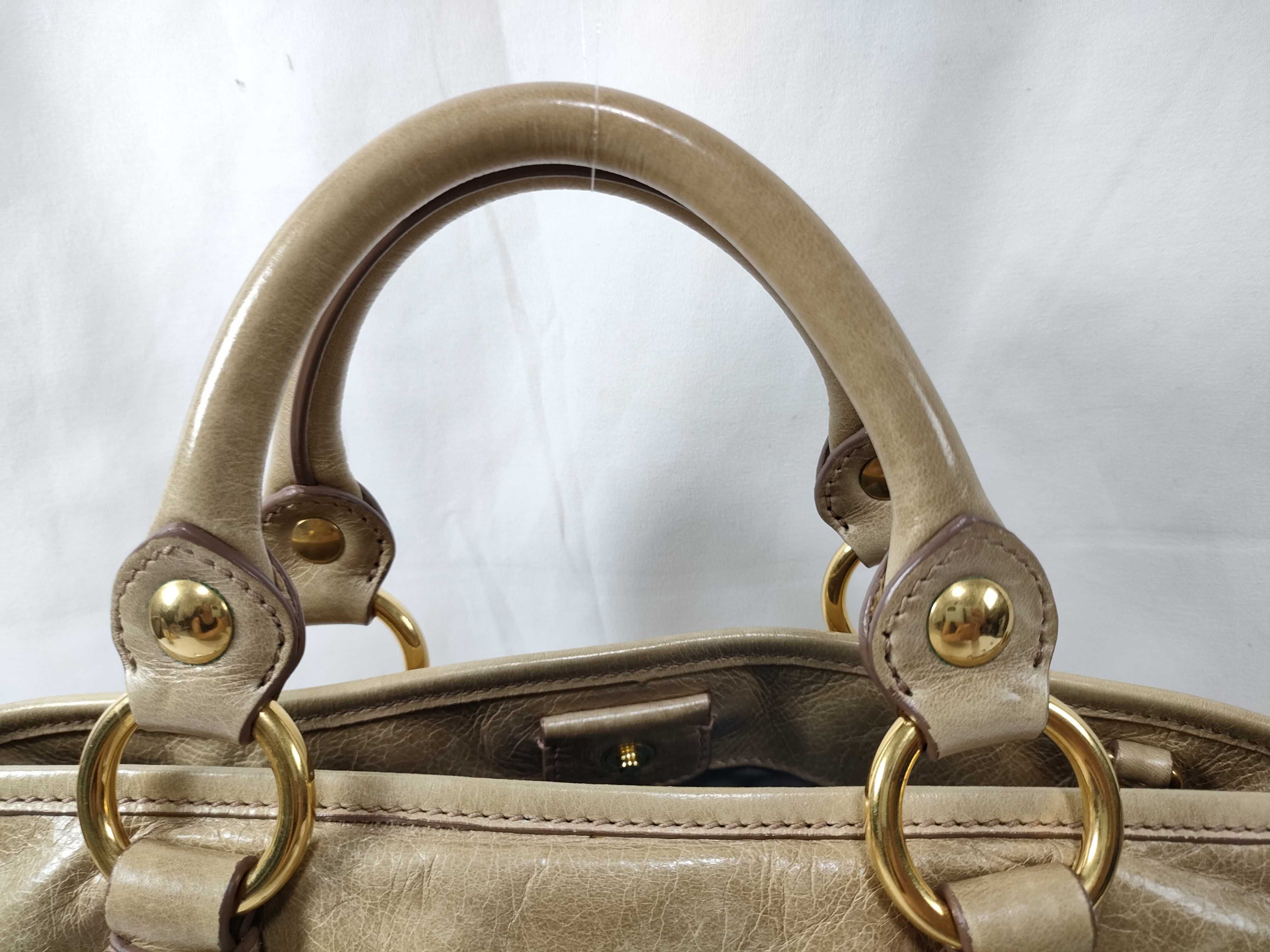 Leather 2-Way Handbag, Beige, RN0685 (Handbag) — view 3