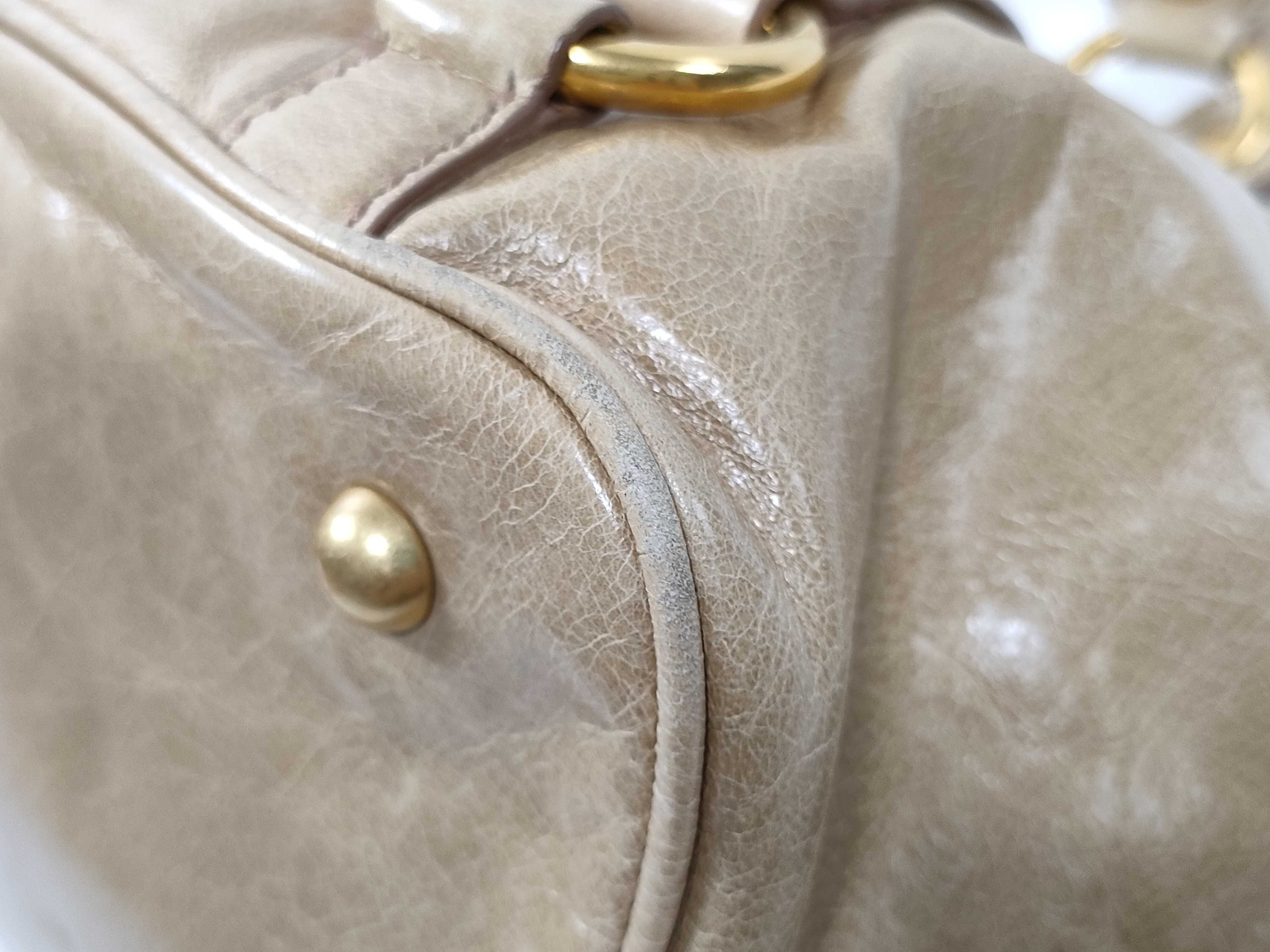 Leather 2-Way Handbag, Beige, RN0685 (Handbag) — view 7