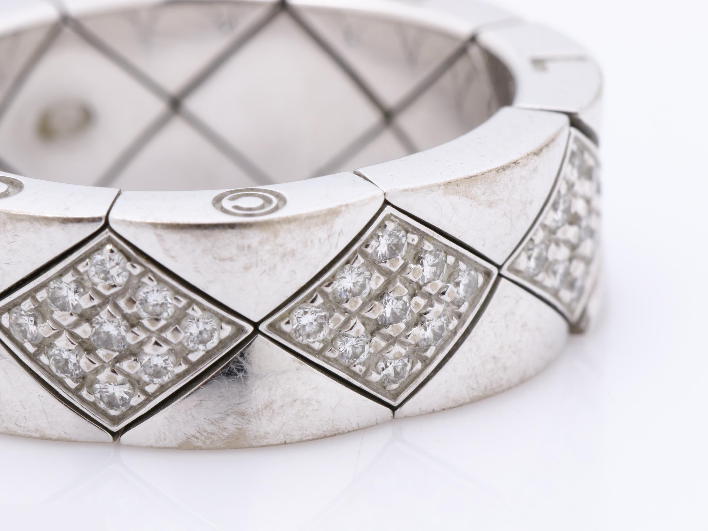 Matelassé Ring, 750 White Gold, Diamond, 12.0g, Size #10.5 — view 3