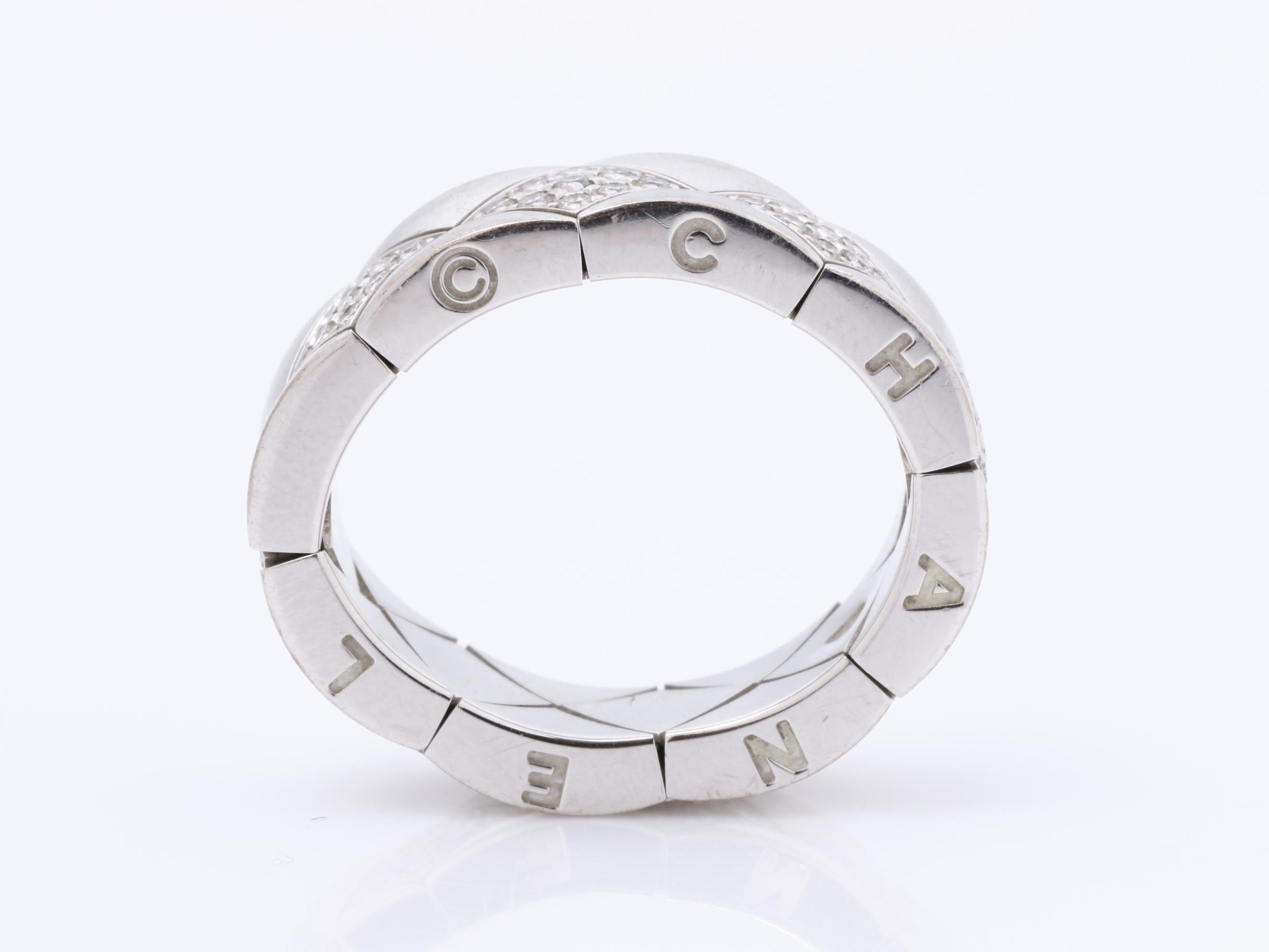 Matelassé Ring, 750 White Gold, Diamond, 12.0g, Size #10.5 — view 5