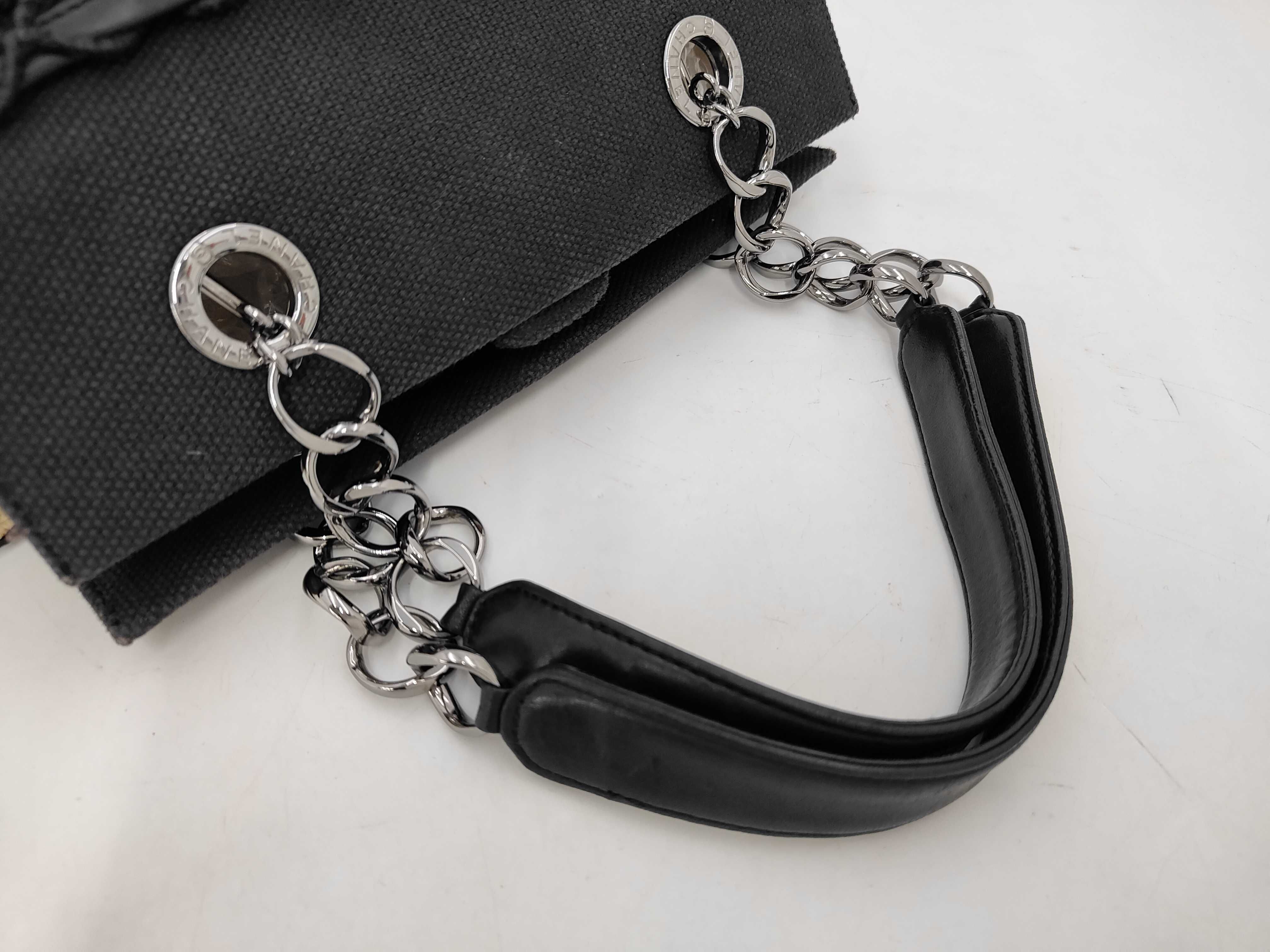 Chocolate Bar Canvas Black Chain Shoulder Bag (with Authenticity Card and Seal) — view 3