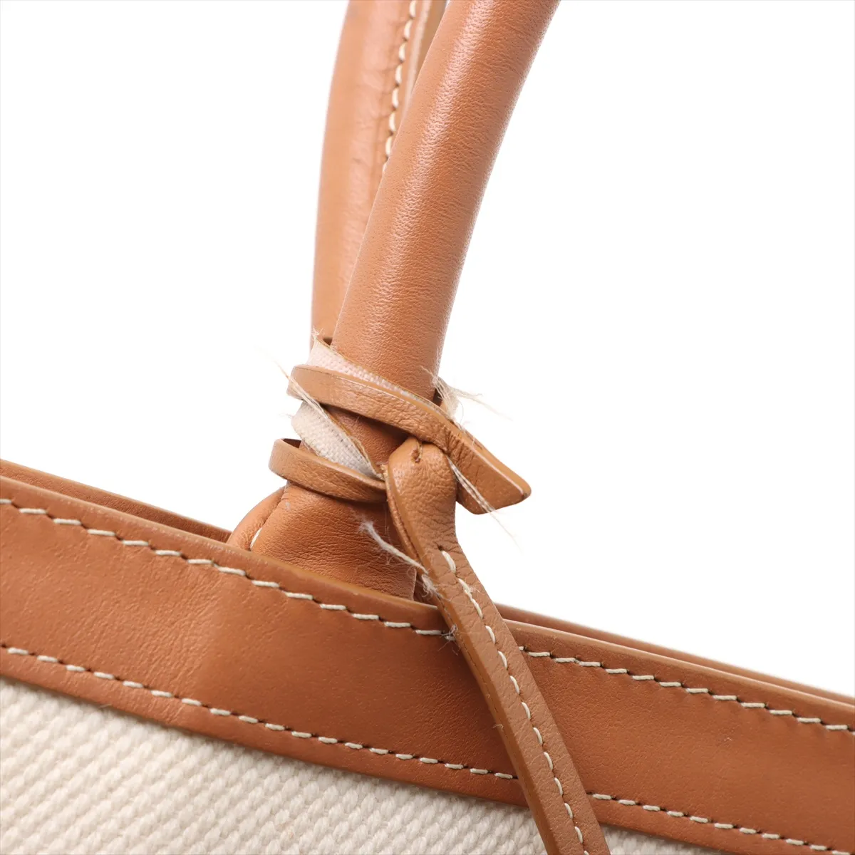 Vertical Cover Large Canvas x Leather Tote Bag Beige x Brown — view 12