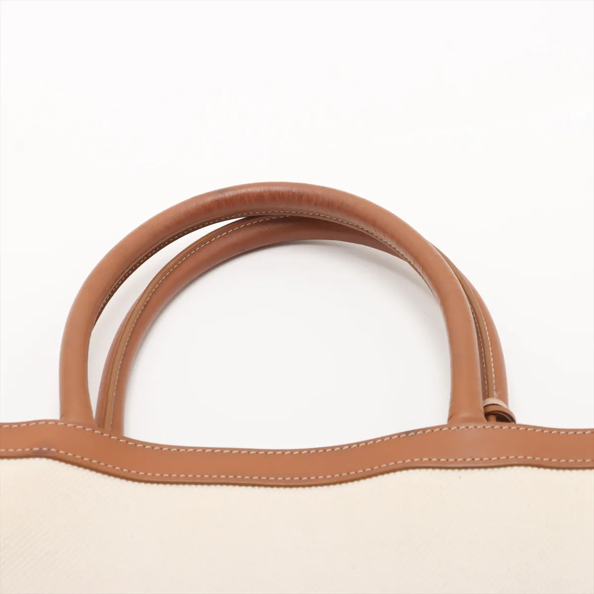Vertical Cover Large Canvas x Leather Tote Bag Beige x Brown — view 6