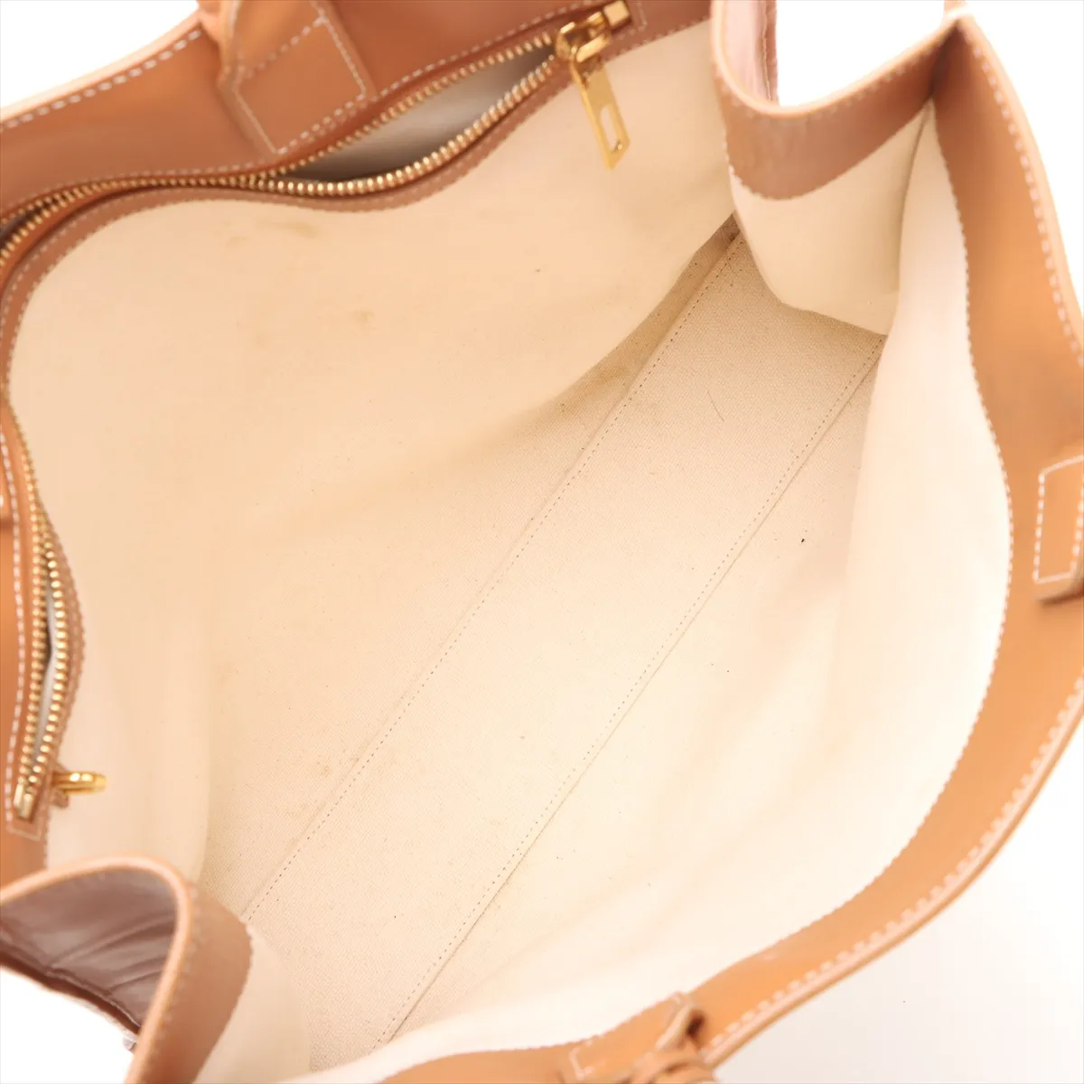 Vertical Cover Large Canvas x Leather Tote Bag Beige x Brown — view 7