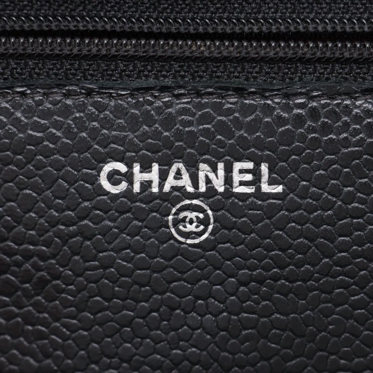 Matelassé Caviar Skin Chain Wallet, Black with Silver Hardware, 27455959, Serial Number 27 — view 12