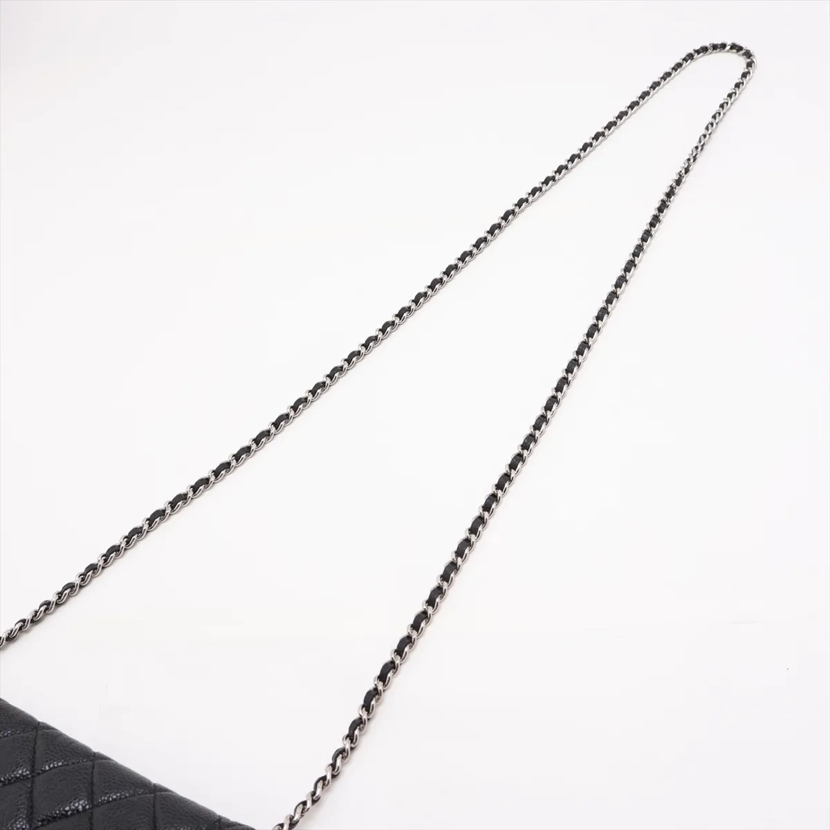 Matelassé Caviar Skin Chain Wallet, Black with Silver Hardware, 27455959, Serial Number 27 — view 5