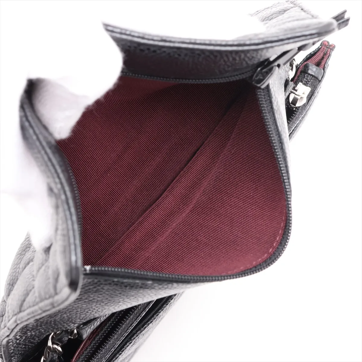Matelassé Caviar Skin Chain Wallet, Black with Silver Hardware, 27455959, Serial Number 27 — view 10