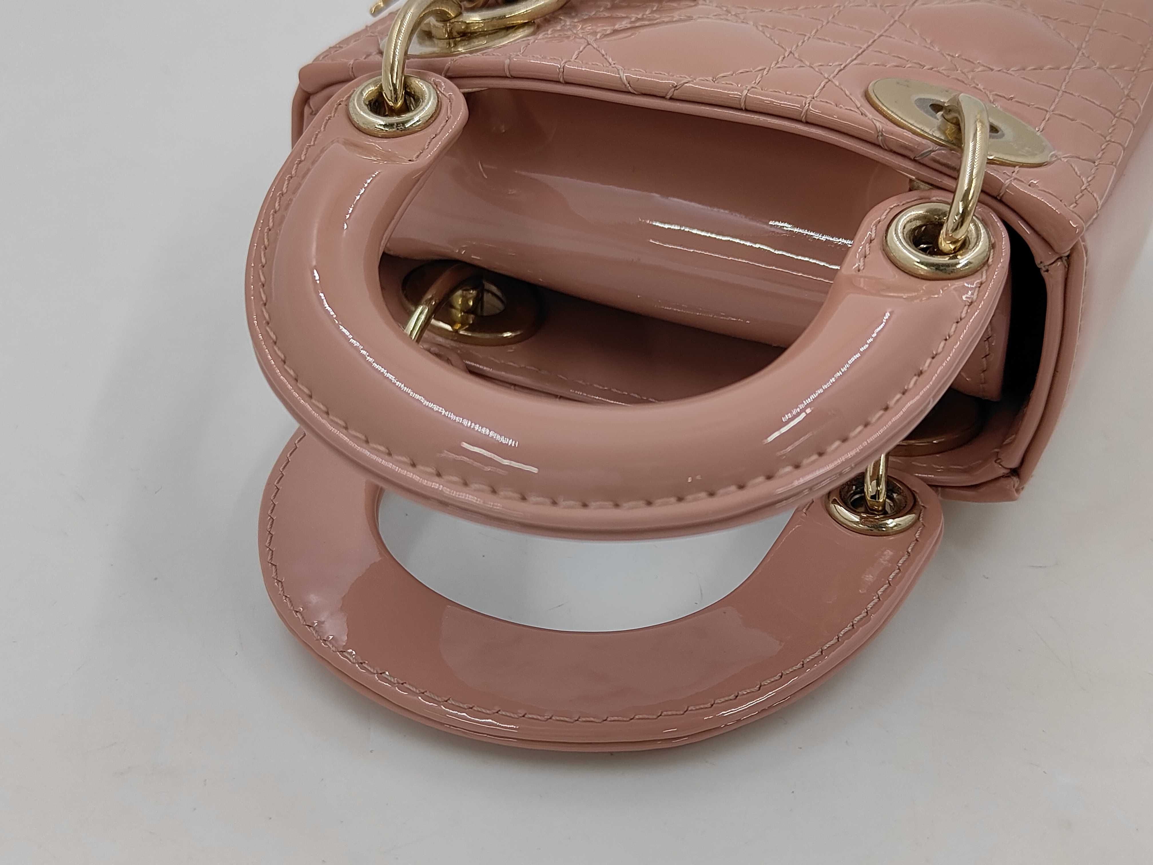 Lady Dior Enamel Handbag, Pink, Mini Handbag — view 3