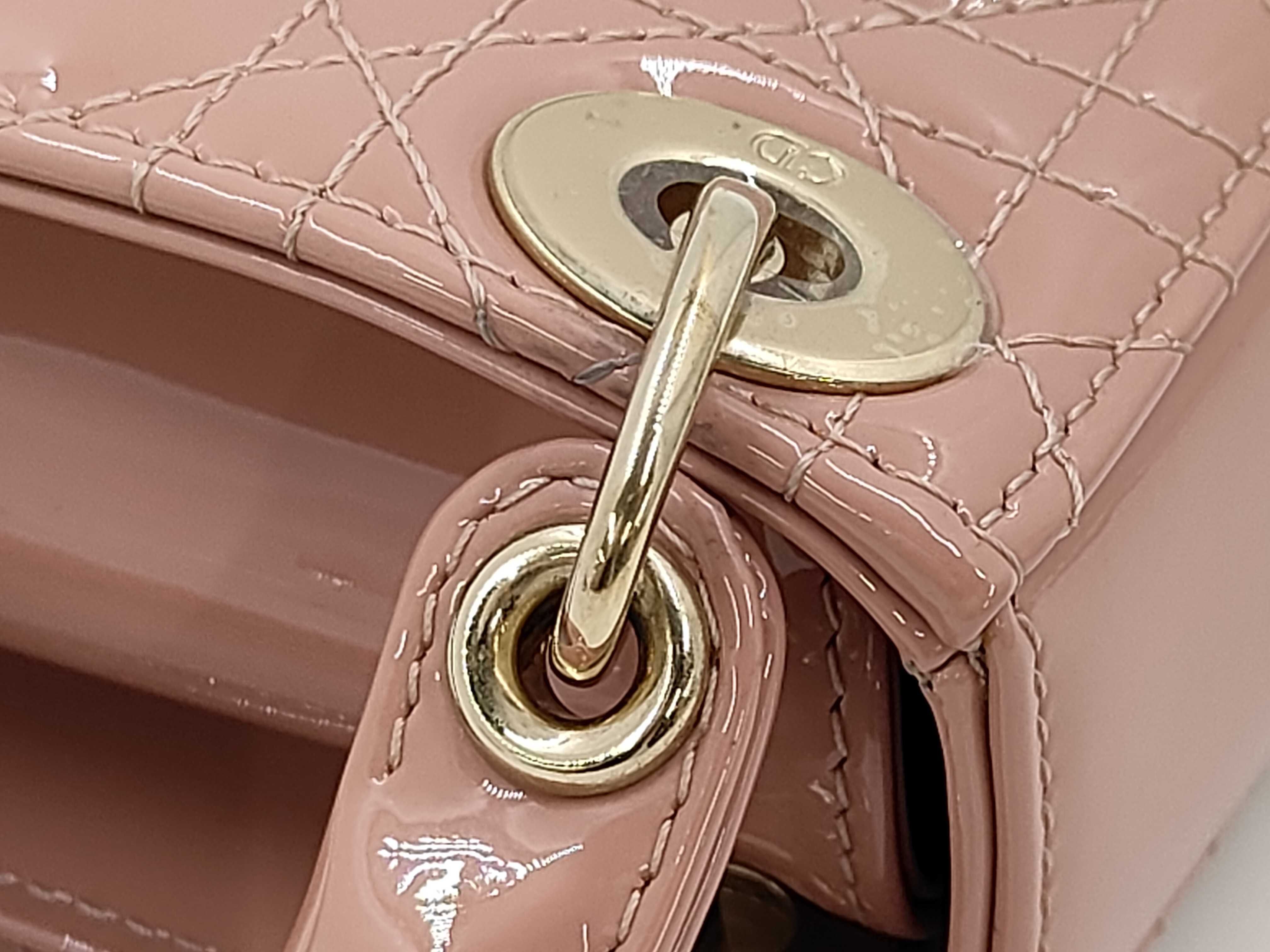 Lady Dior Enamel Handbag, Pink, Mini Handbag — view 5