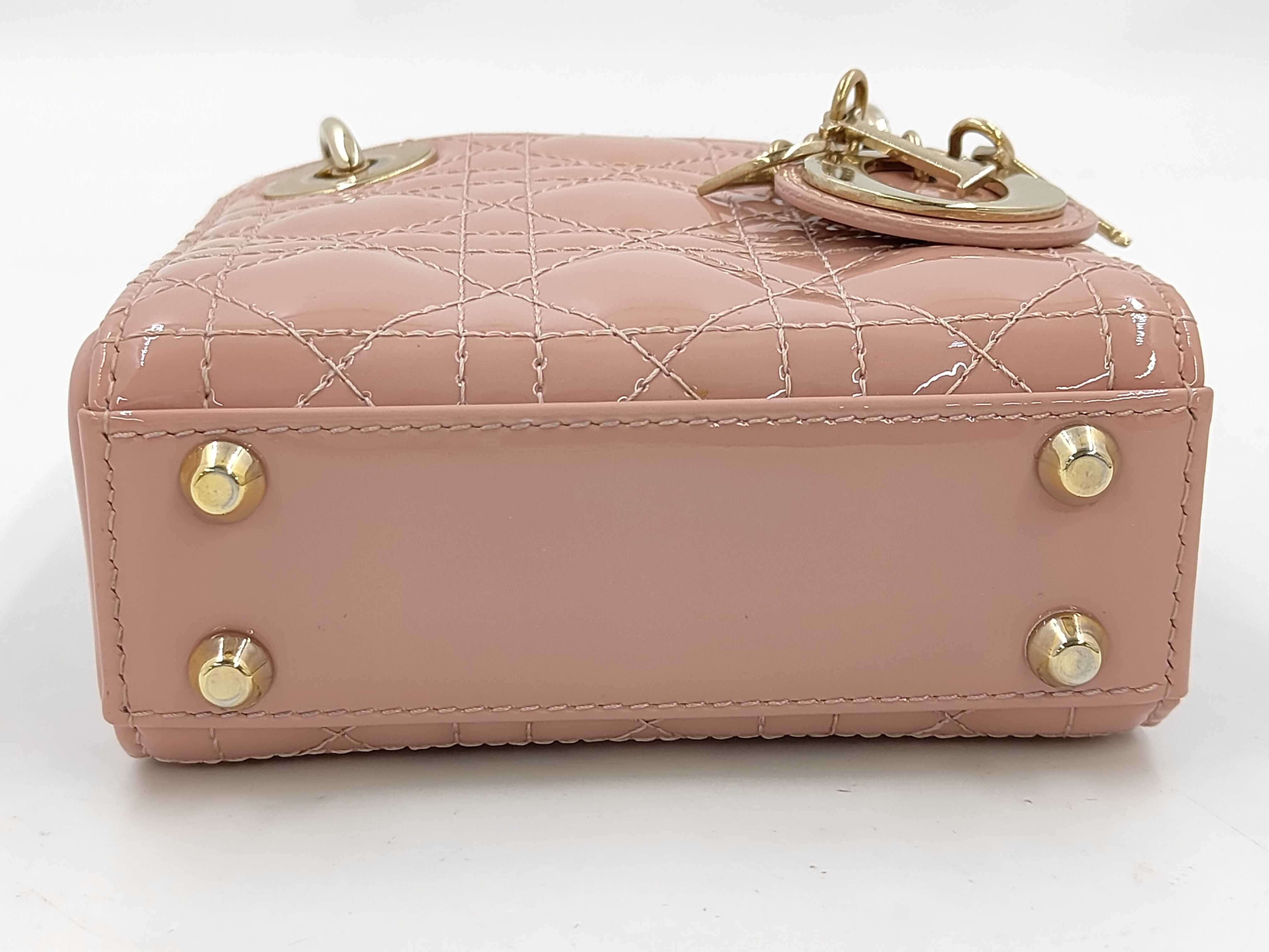 Lady Dior Enamel Handbag, Pink, Mini Handbag — view 6