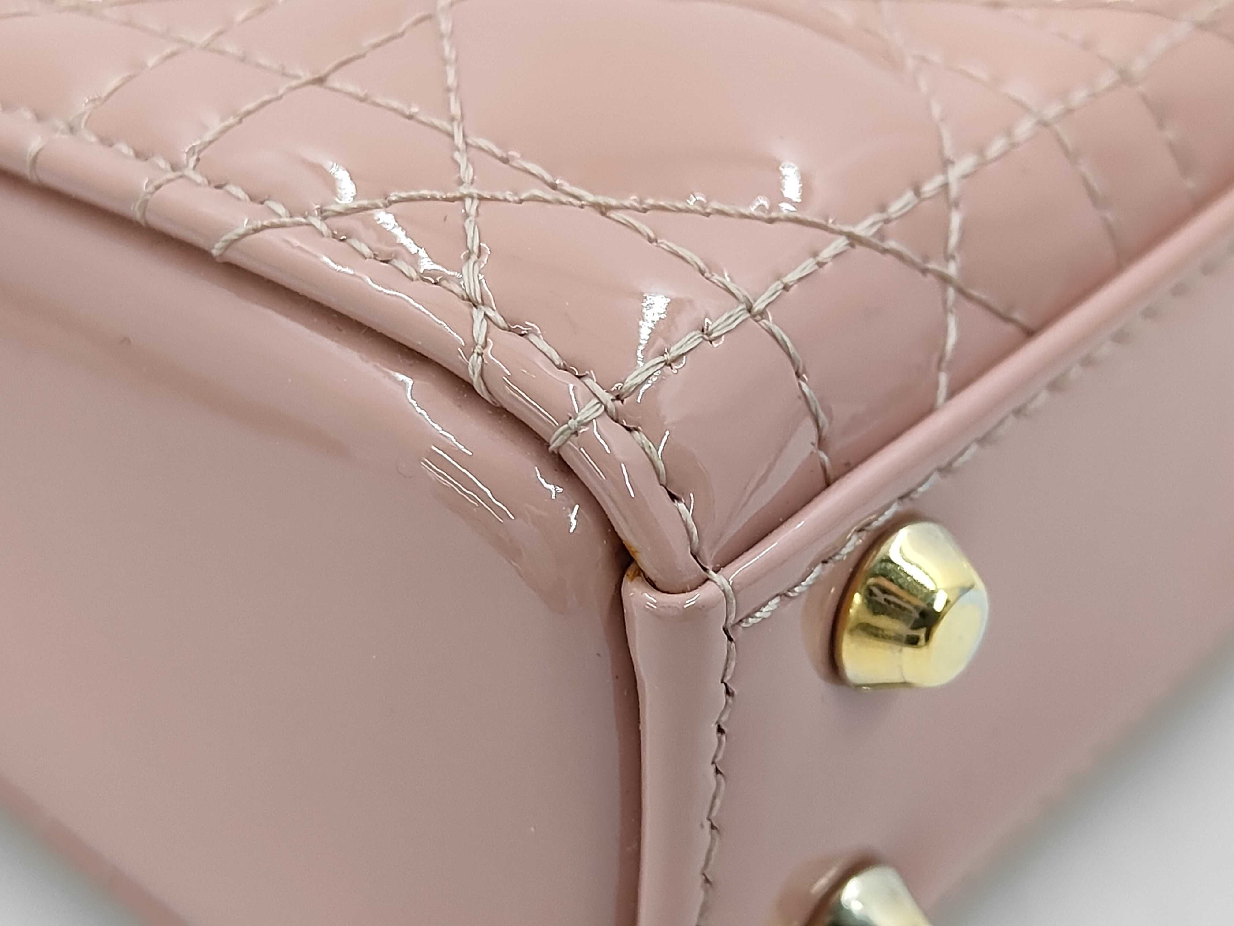 Lady Dior Enamel Handbag, Pink, Mini Handbag — view 7