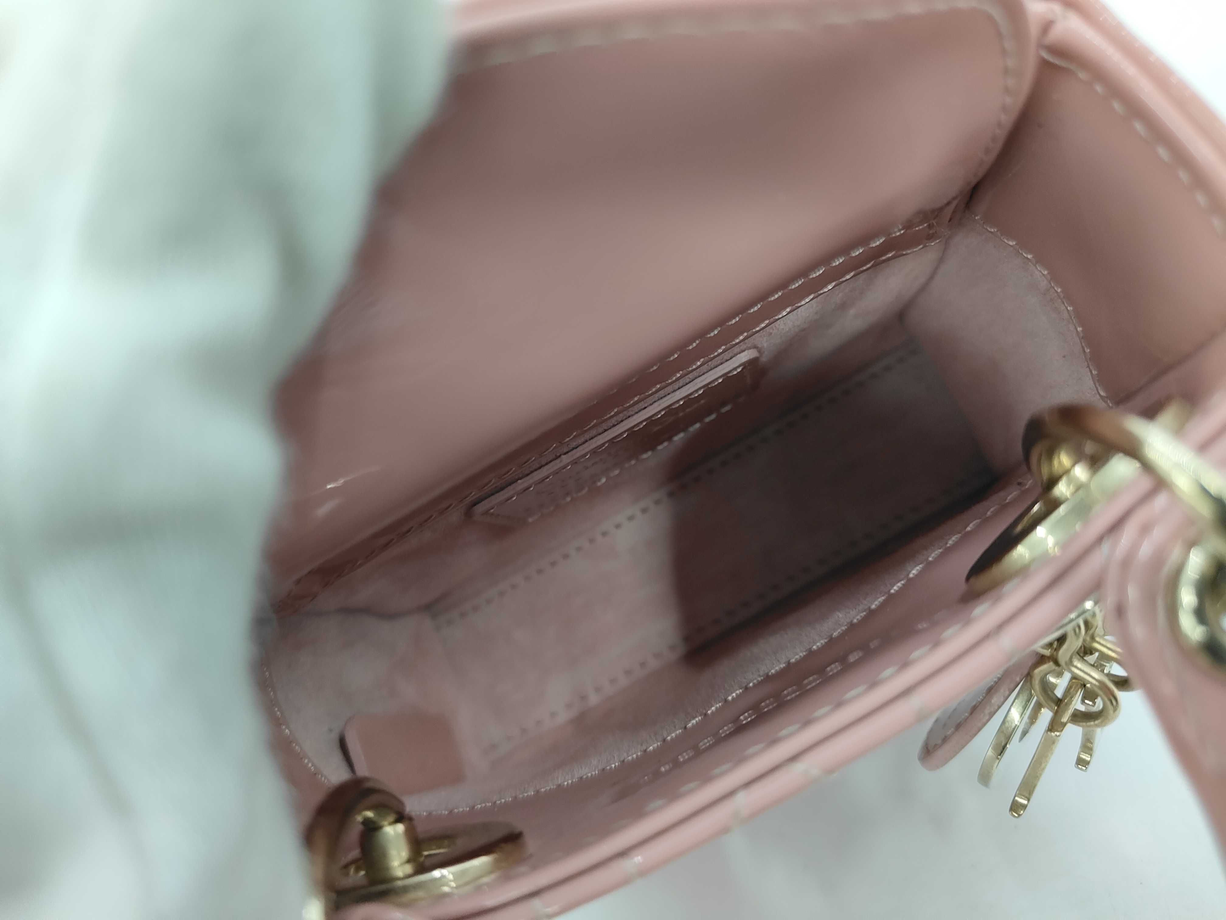 Lady Dior Enamel Handbag, Pink, Mini Handbag — view 8
