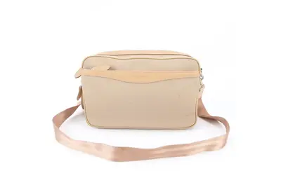 Leather and canvas shoulder bag, crossbody bag, messenger bag.
