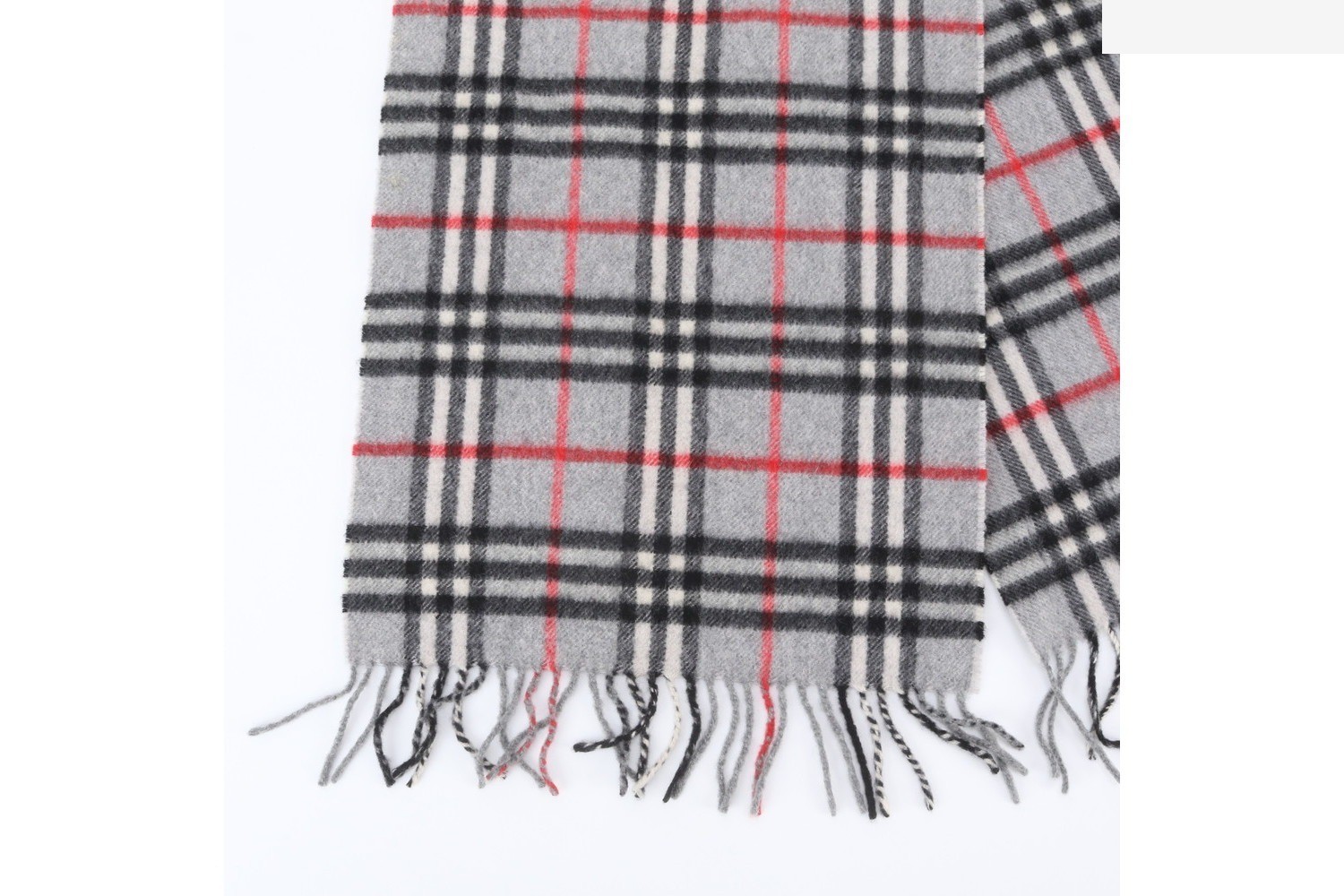 100% Cashmere Check Pattern Scarf — view 3