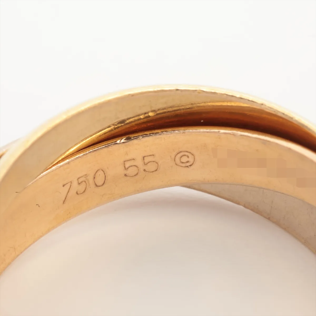 Trinity Ring 750 (Yellow Gold x Pink Gold x White Gold) 9.3g Size 55 VR4898 (Solder markings, dents) B4052755 — view 3