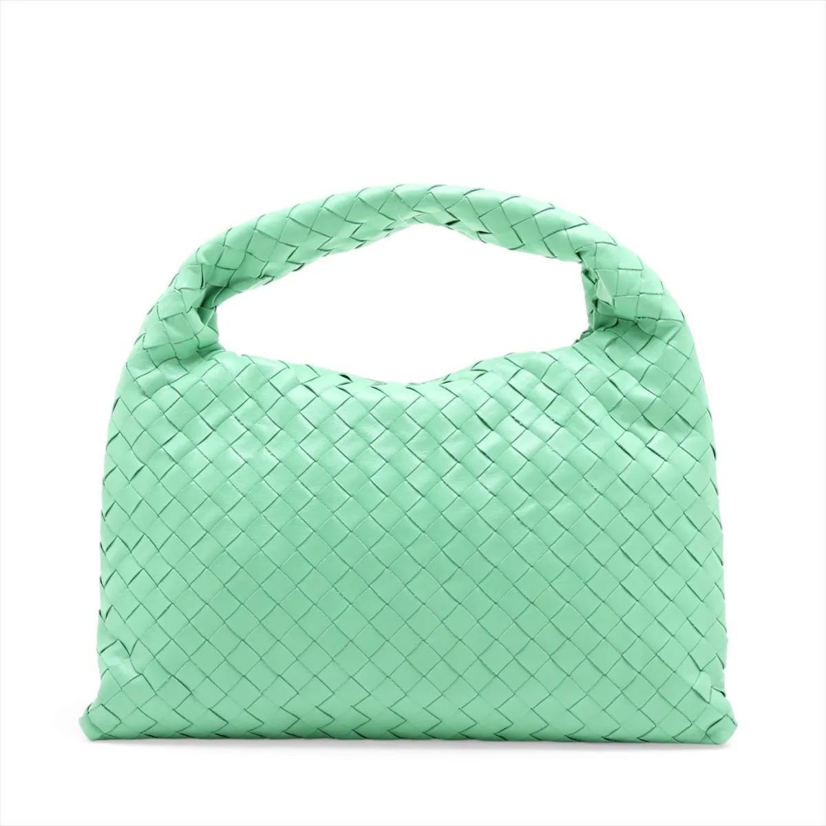 Intrecciato Small Hop Leather Shoulder Bag, Green — view 2