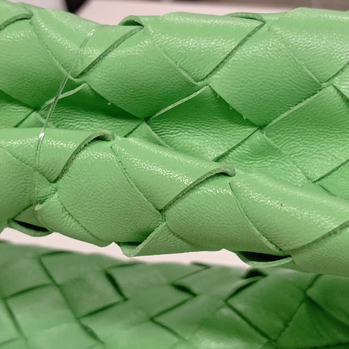 Intrecciato Small Hop Leather Shoulder Bag, Green — view 12