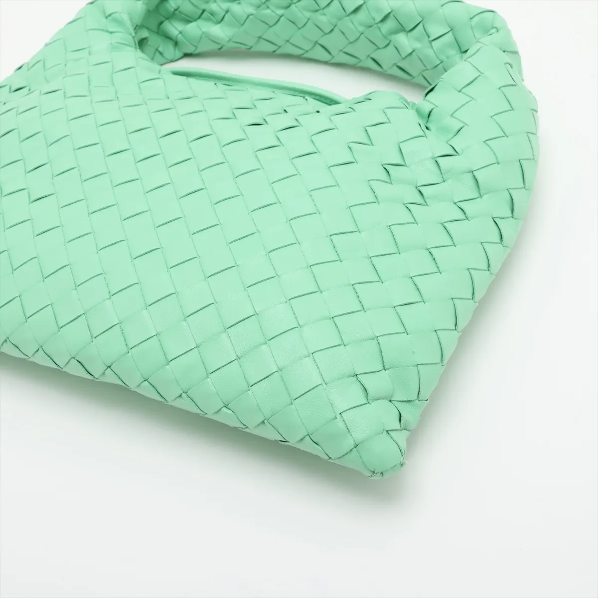 Intrecciato Small Hop Leather Shoulder Bag, Green — view 3