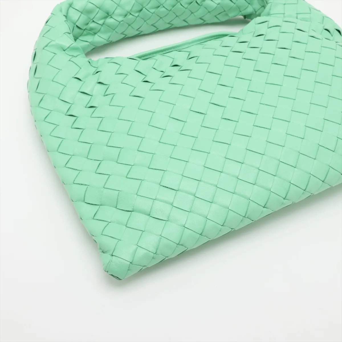 Intrecciato Small Hop Leather Shoulder Bag, Green — view 4