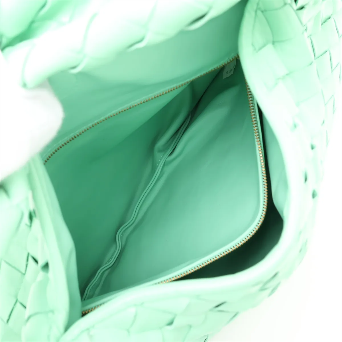 Intrecciato Small Hop Leather Shoulder Bag, Green — view 8