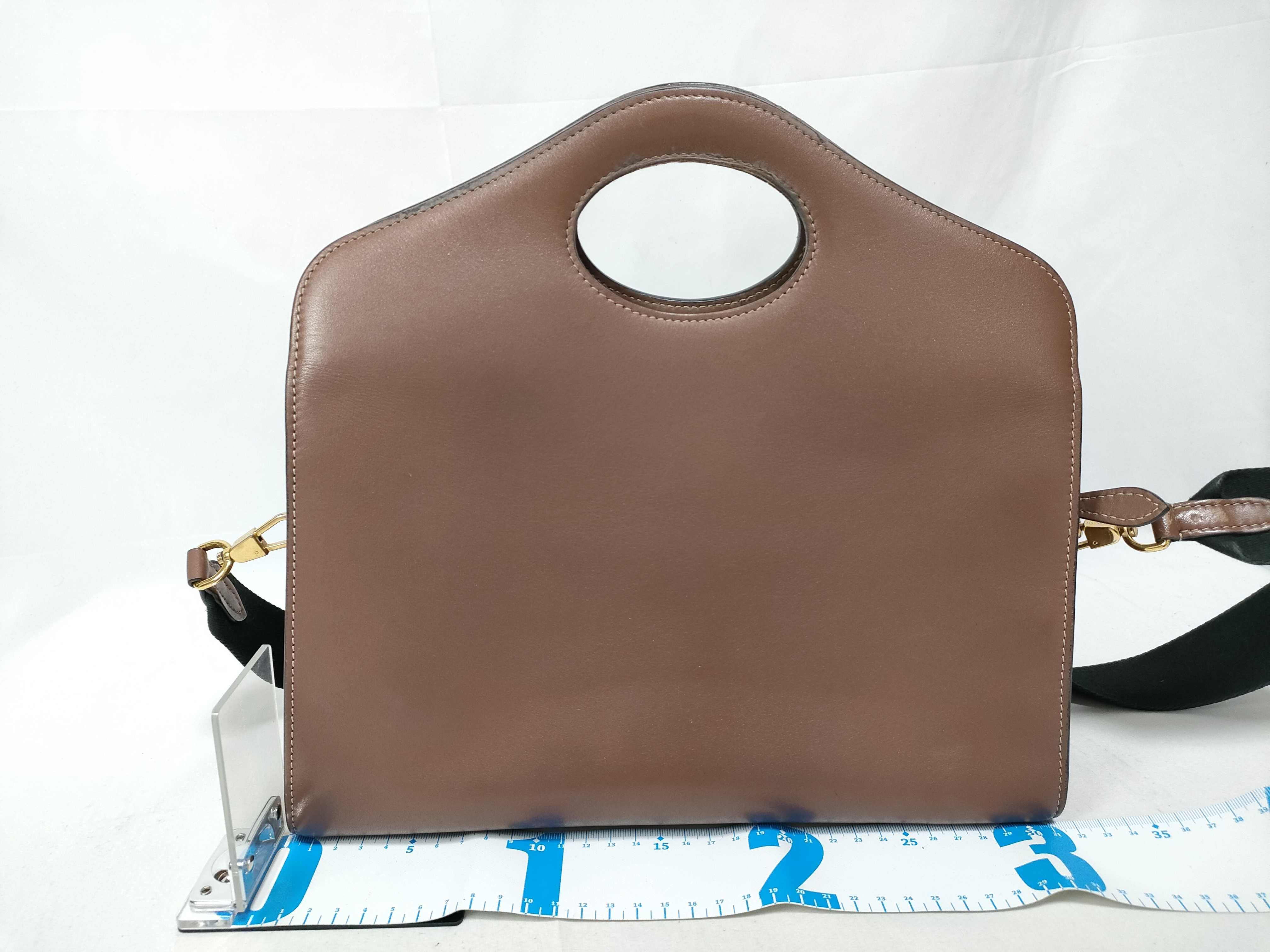 2-way bag with long strap, leather, brown handbag — view 2