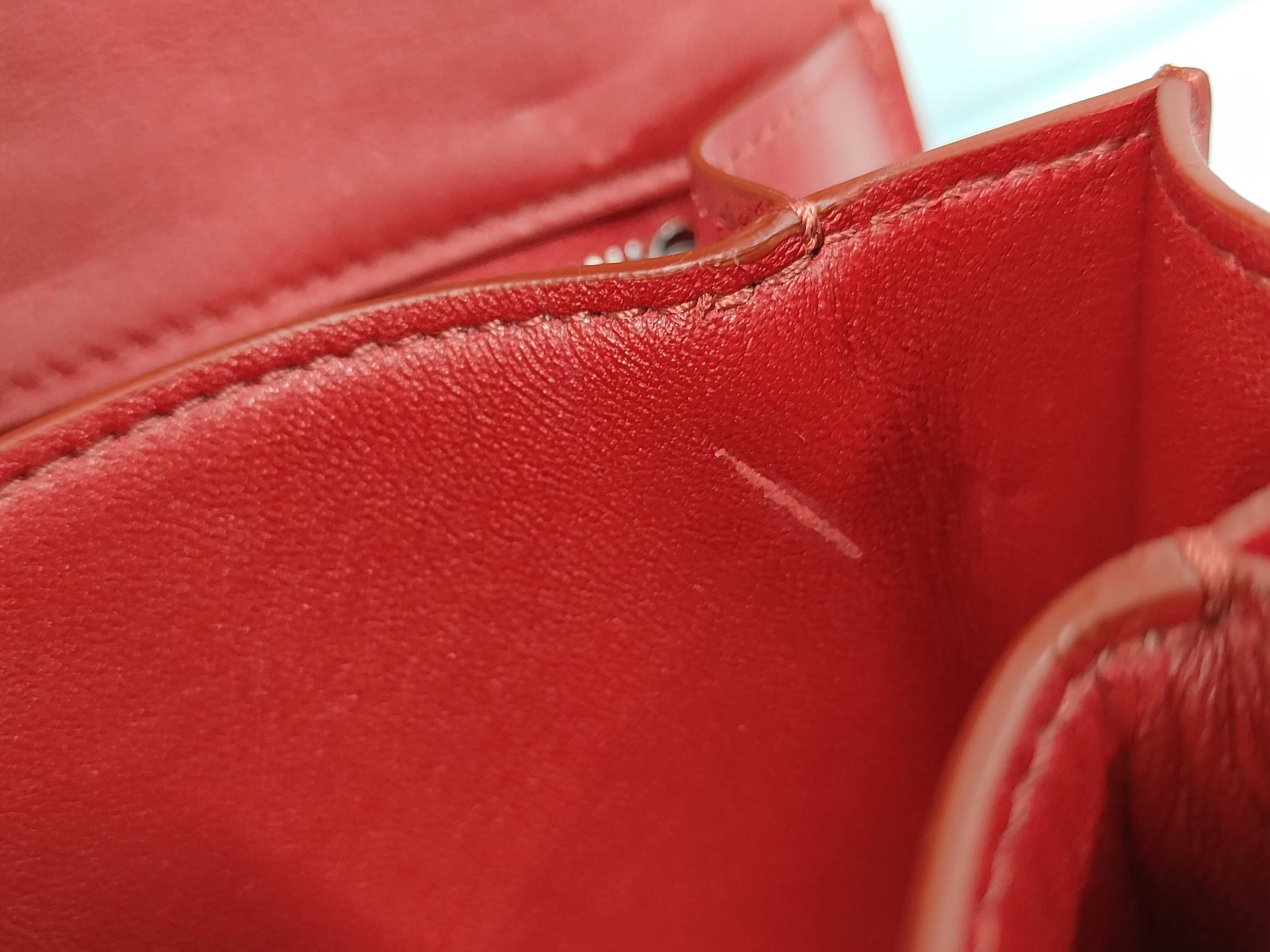 Classic Box Small Leather Shoulder Bag, Red — view 11