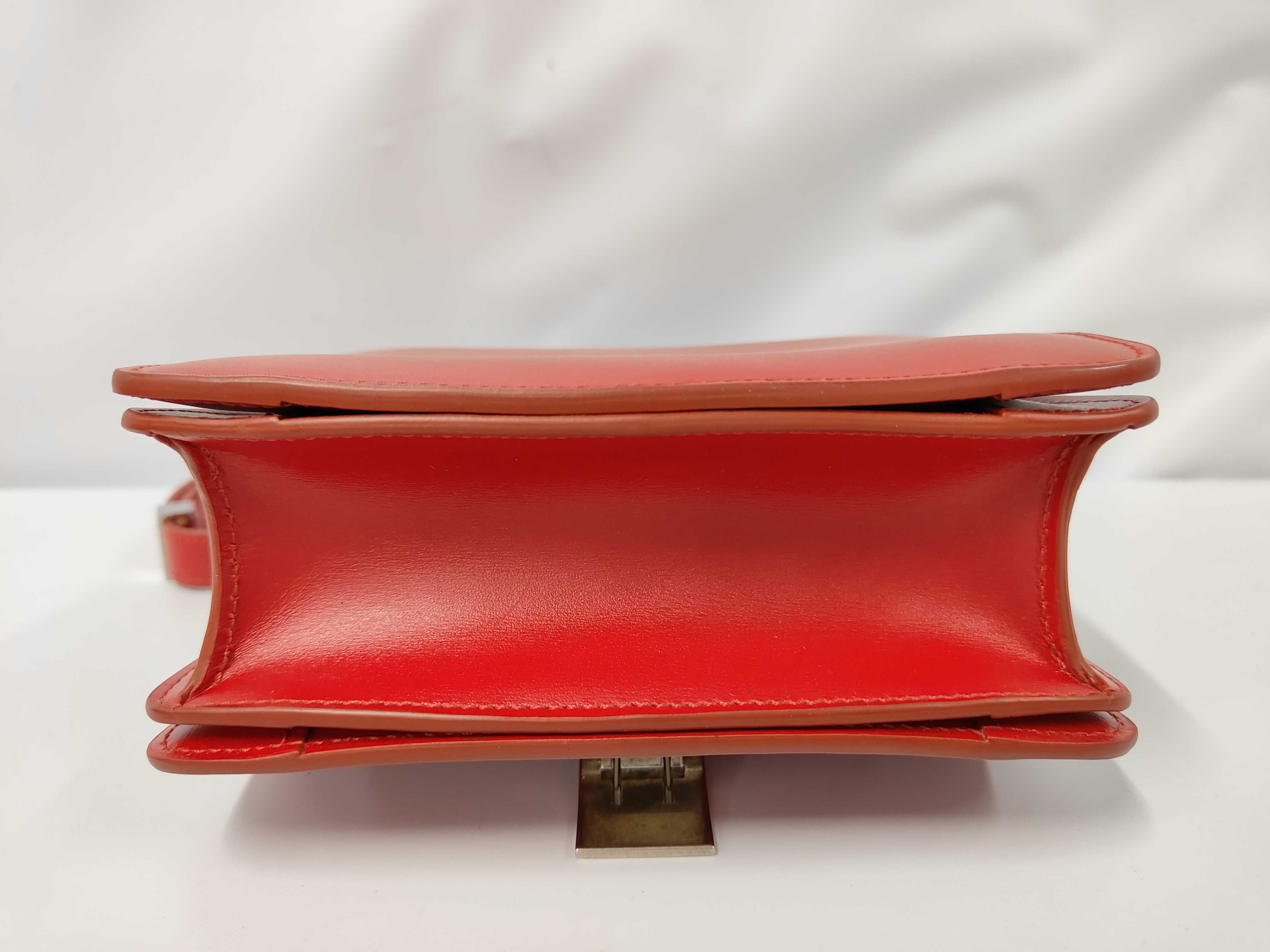 Classic Box Small Leather Shoulder Bag, Red — view 3