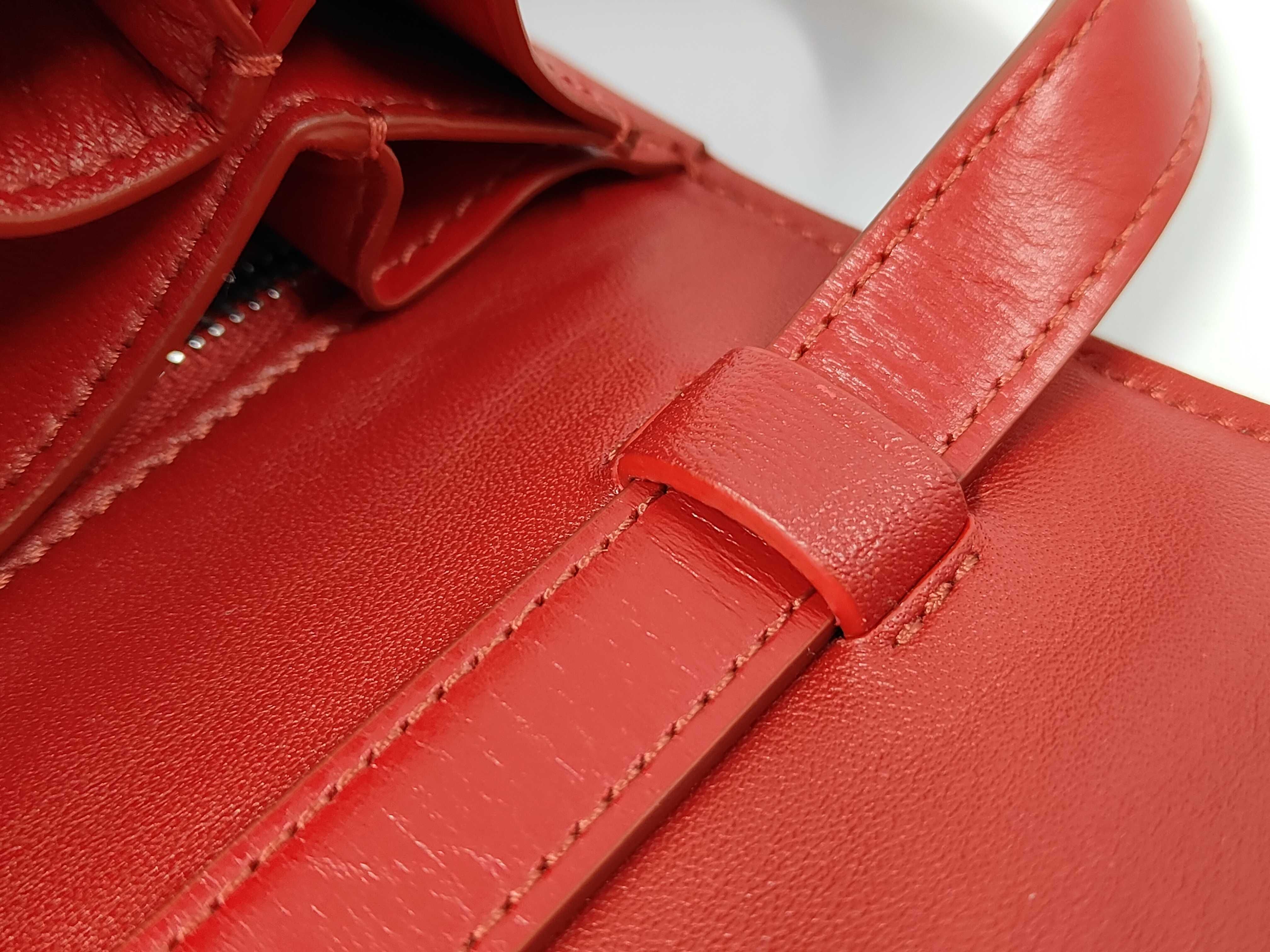 Classic Box Small Leather Shoulder Bag, Red — view 8