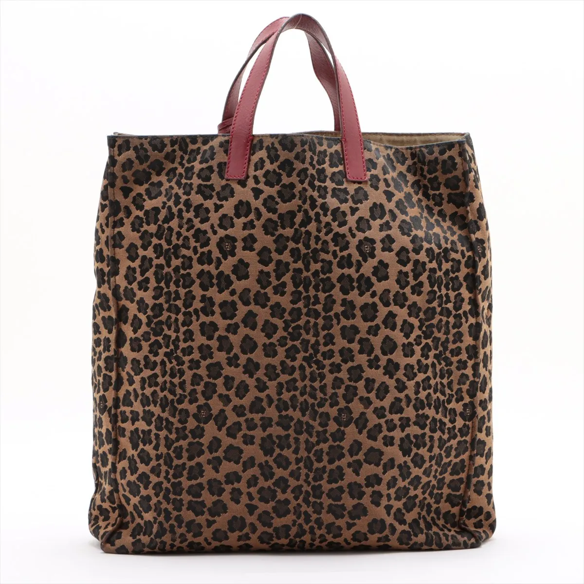canvas x leather tote bag brown x red 8BH173 — view 2